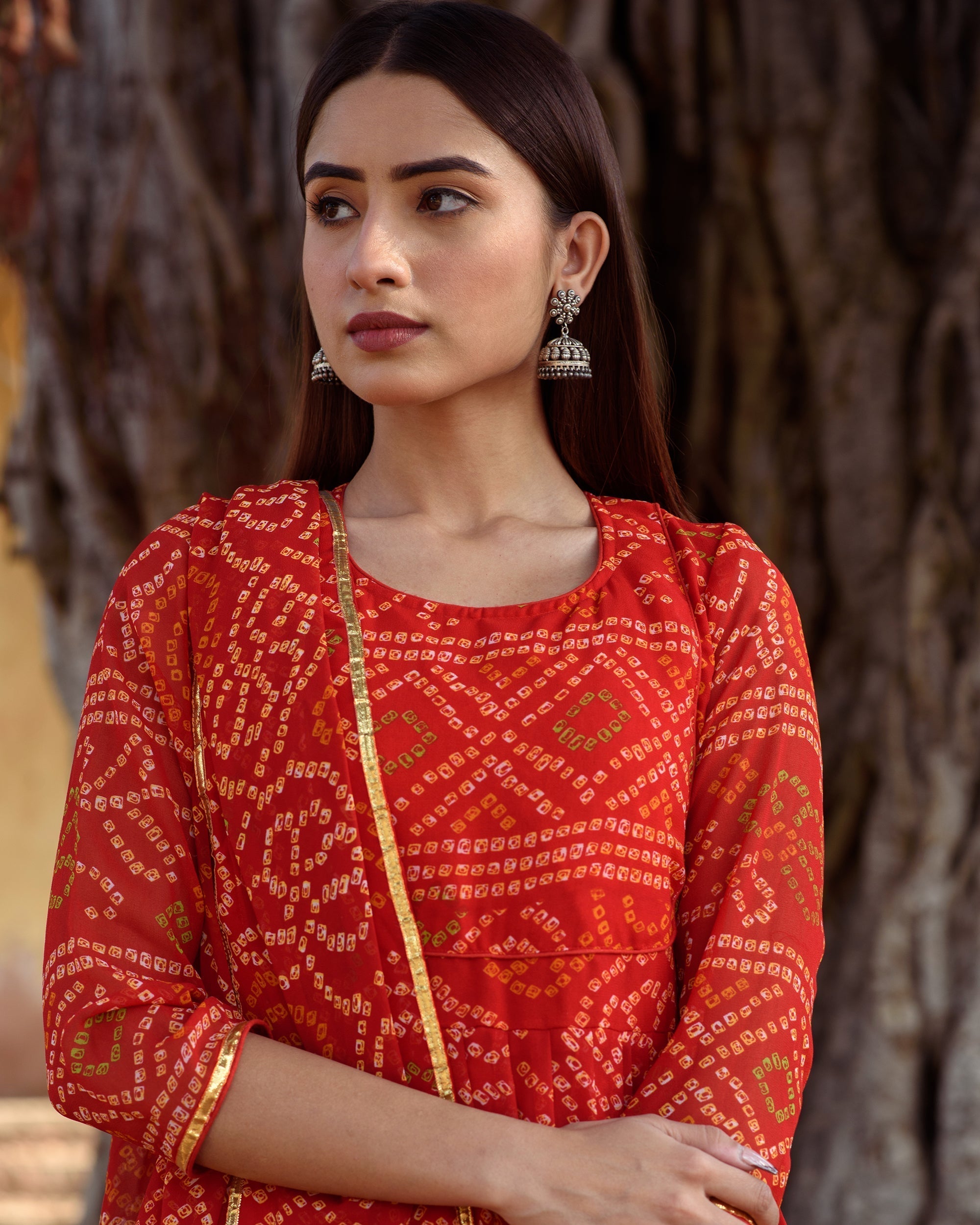 Naaz Red Anarkali Set Gulabo Jaipur