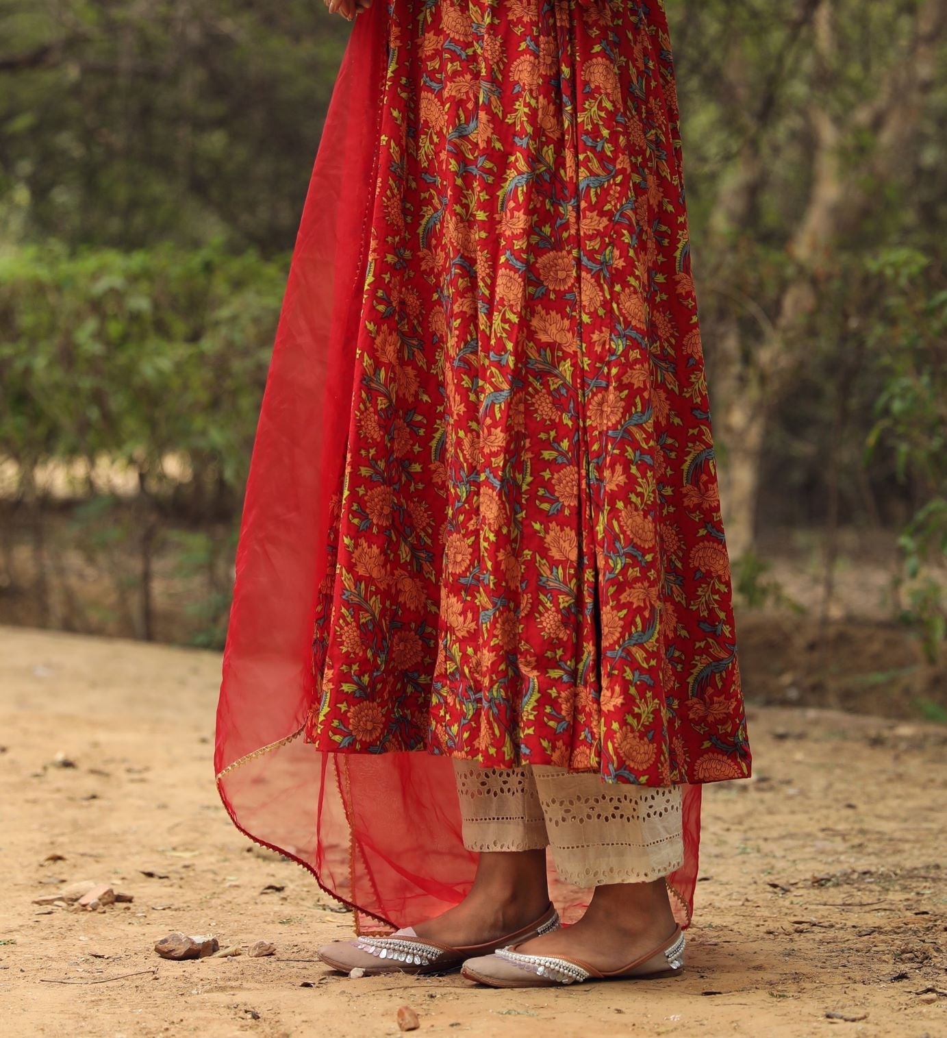 Sufi Red Anarkali Set Gulabo Jaipur