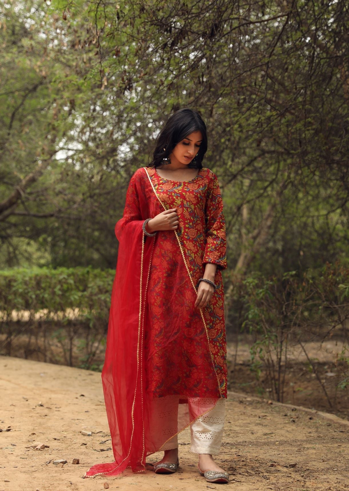 Sufi Red Straight set Gulabo Jaipur