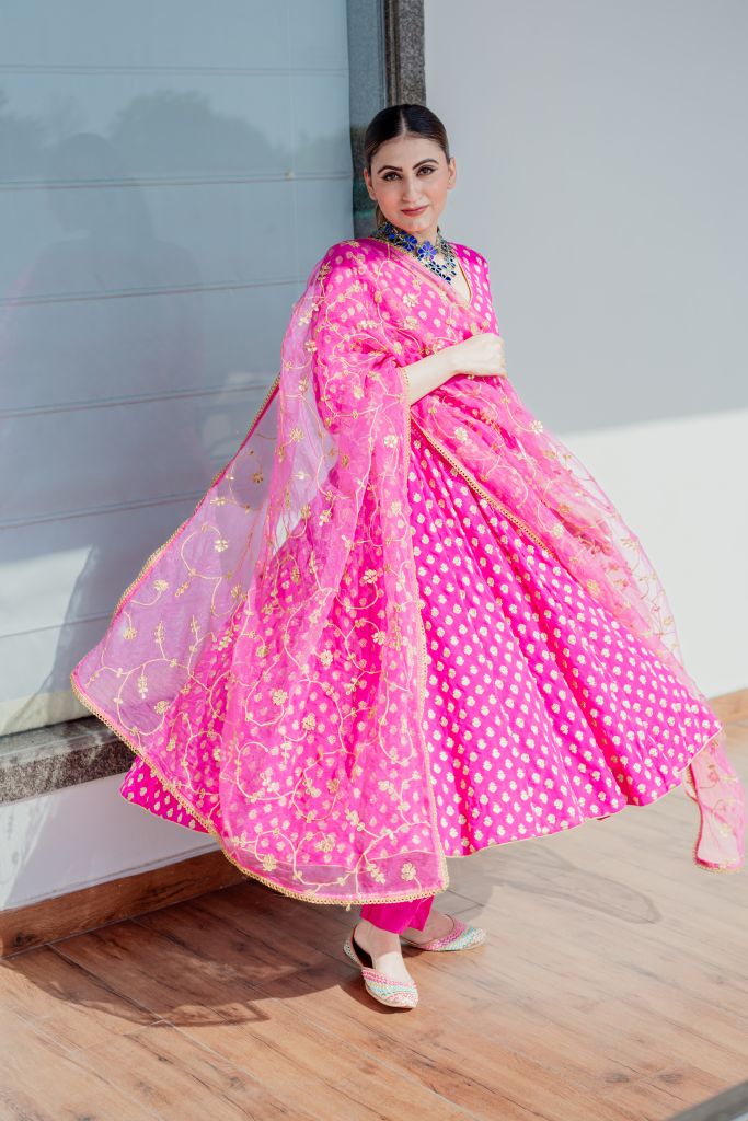 Zuri Pink Anarkali Set