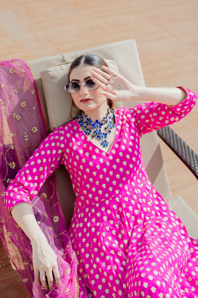 Zuri Pink Anarkali Set