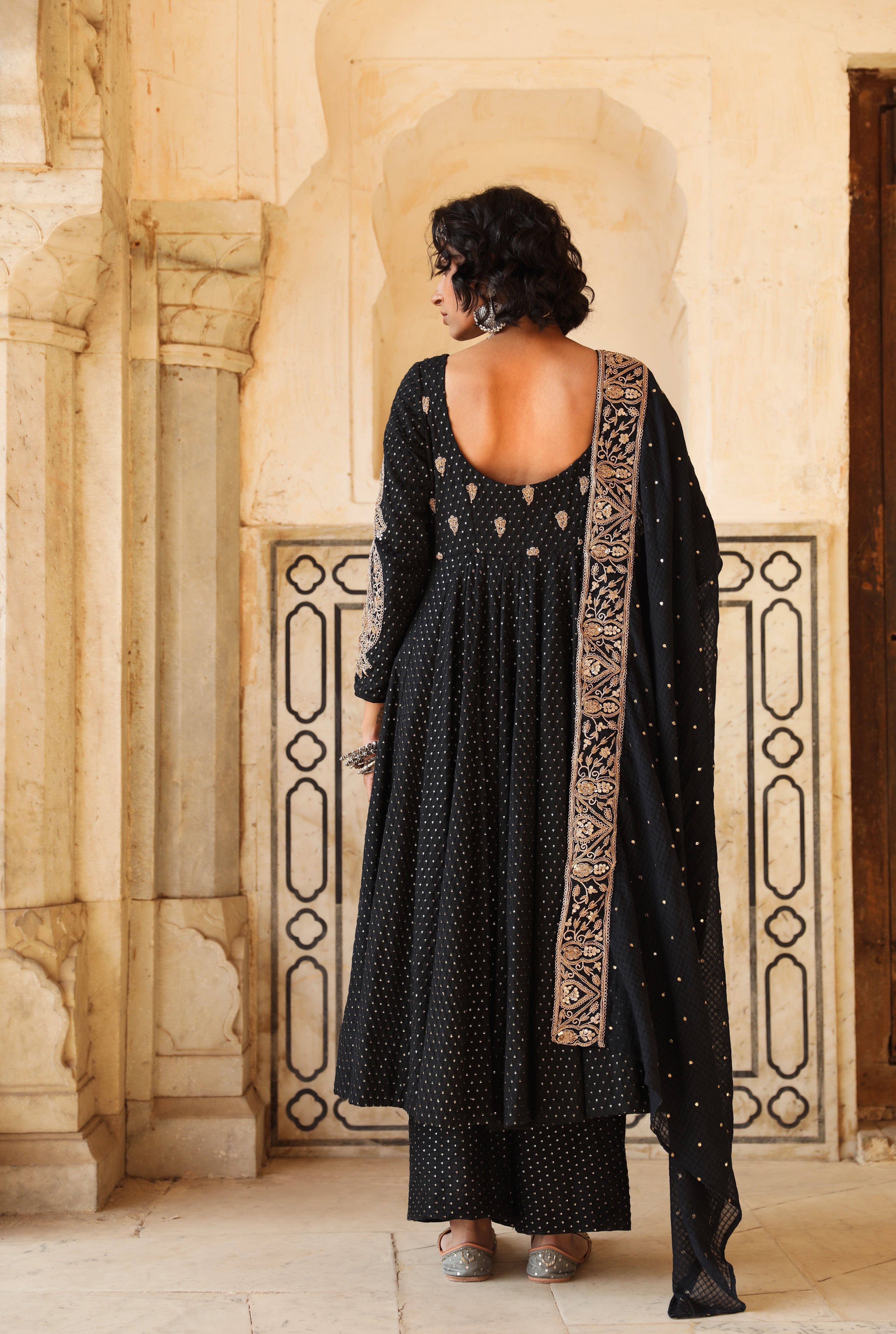 ZOHRA BLACK ANARKALI SET Gulabo Jaipur