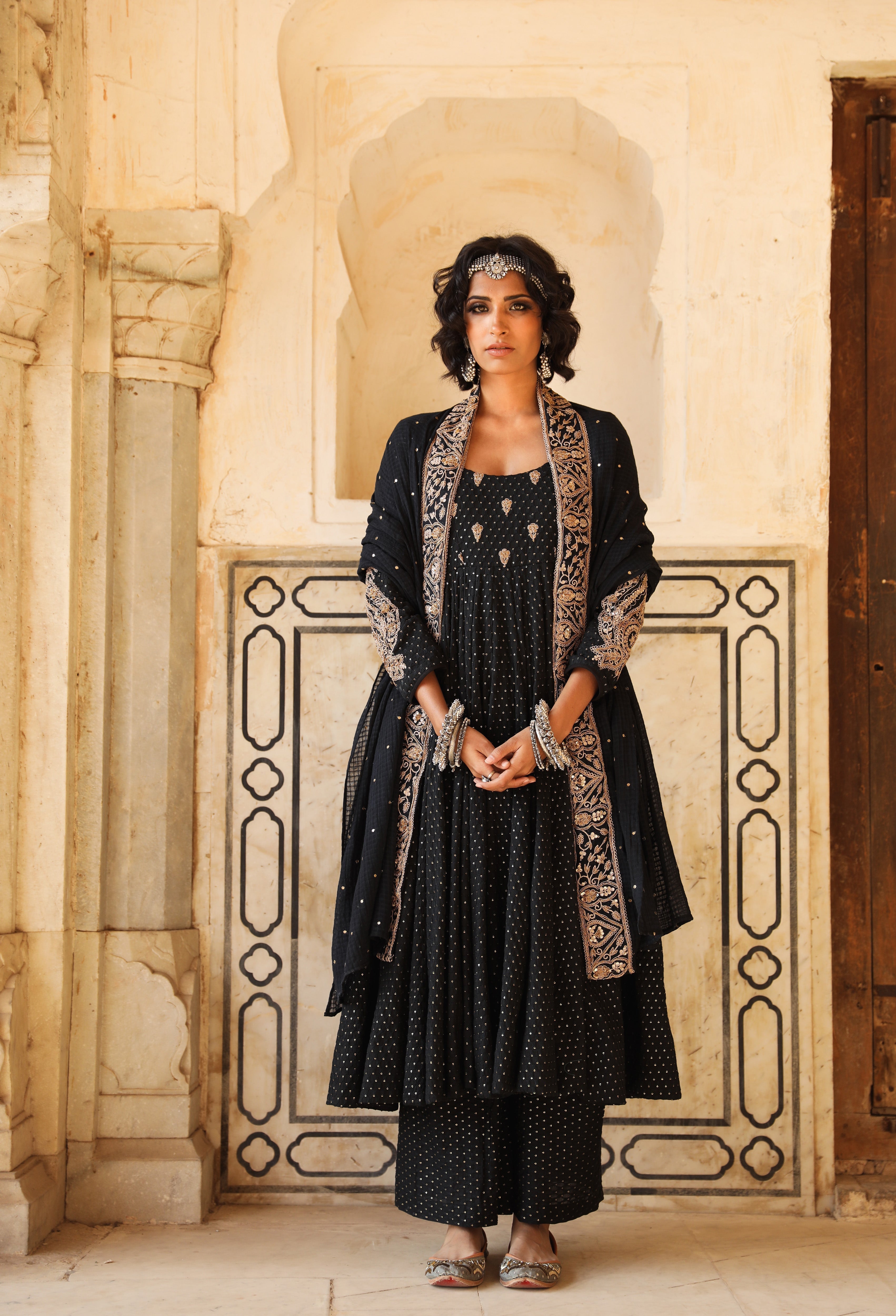 ZOHRA BLACK ANARKALI SET Gulabo Jaipur