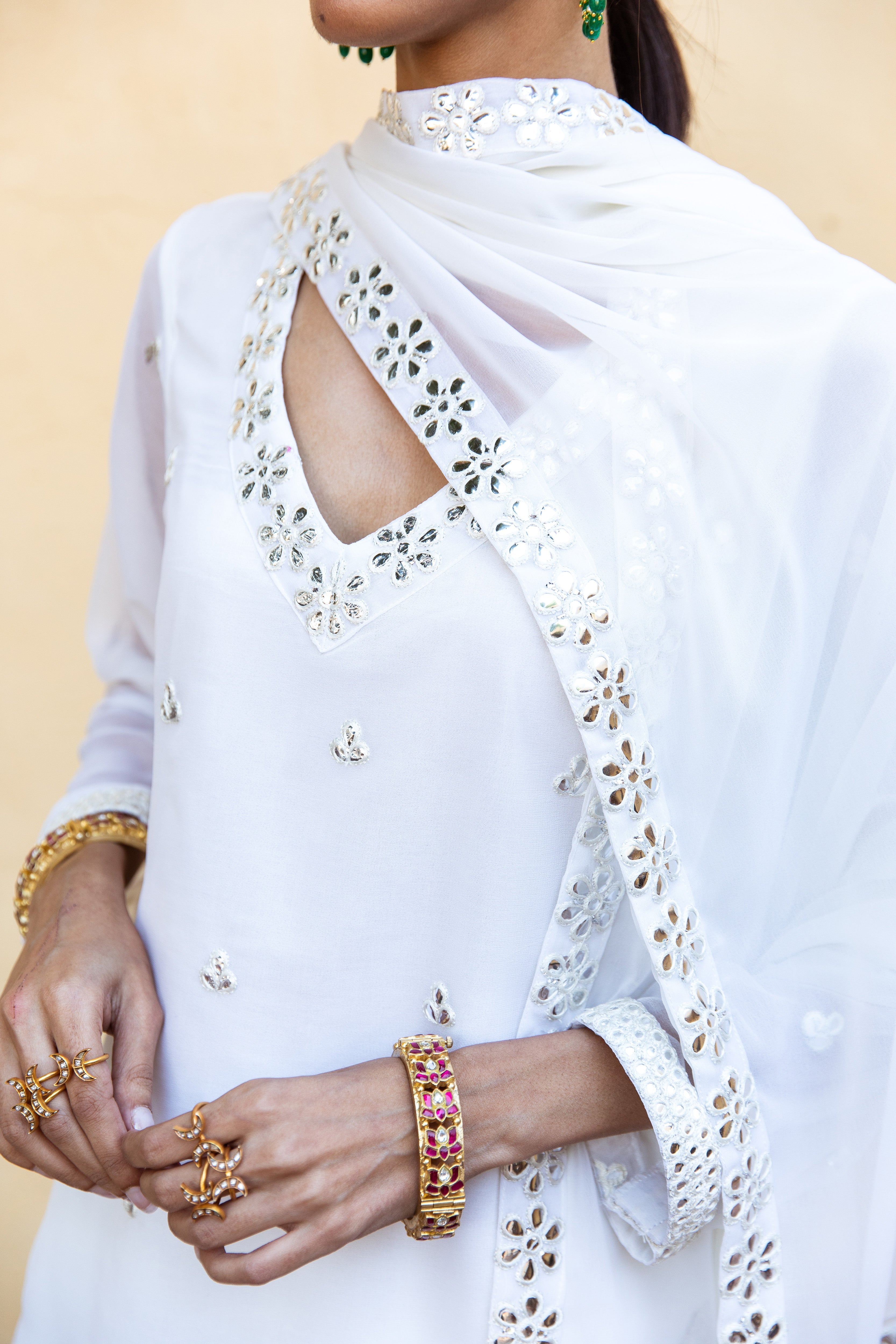 Hoor White Sharara Set
