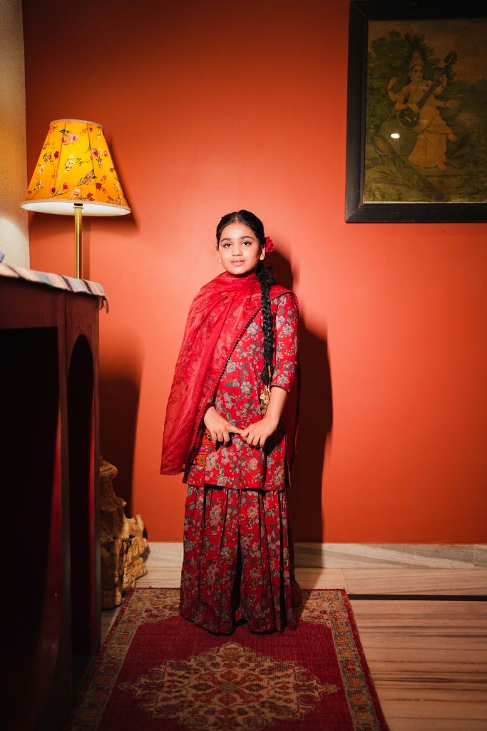 Zoya Red Sharara Set