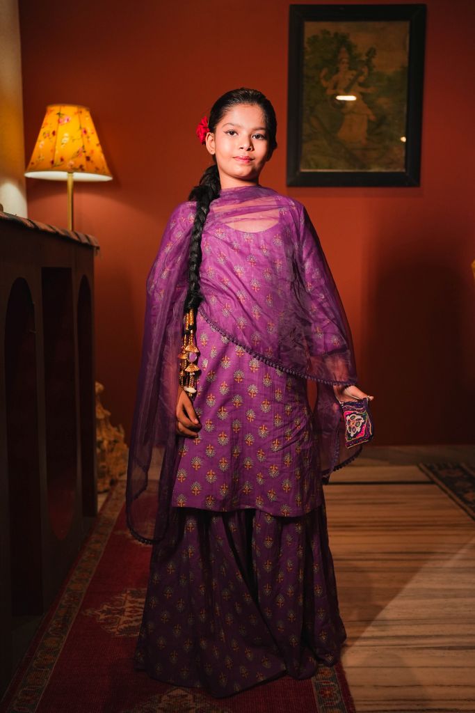 Fazia Purple Sharara Set