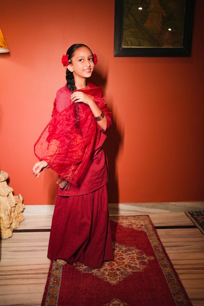 Sheena Red Sharara Set