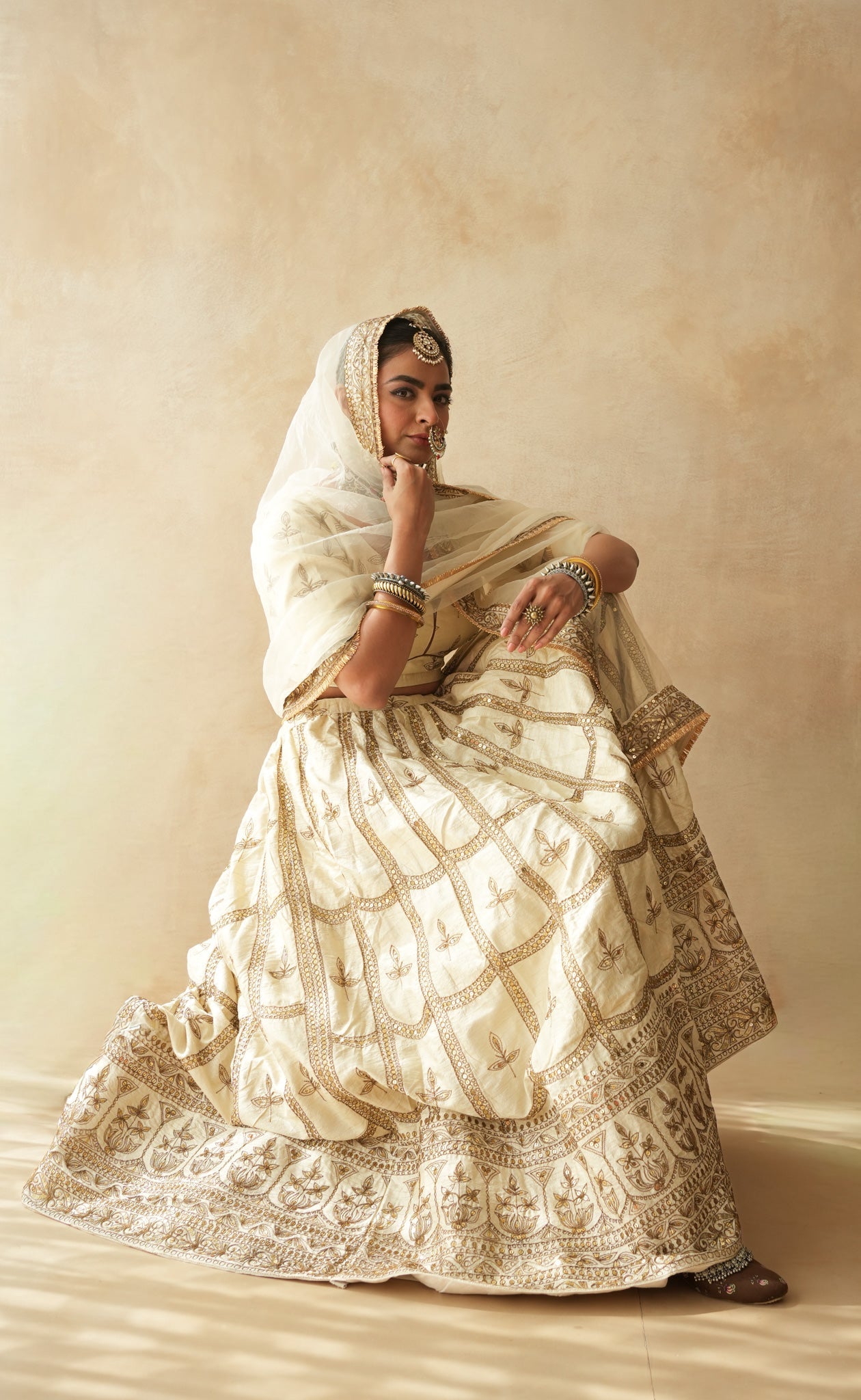 Mashoor Ivory Lehenga Set