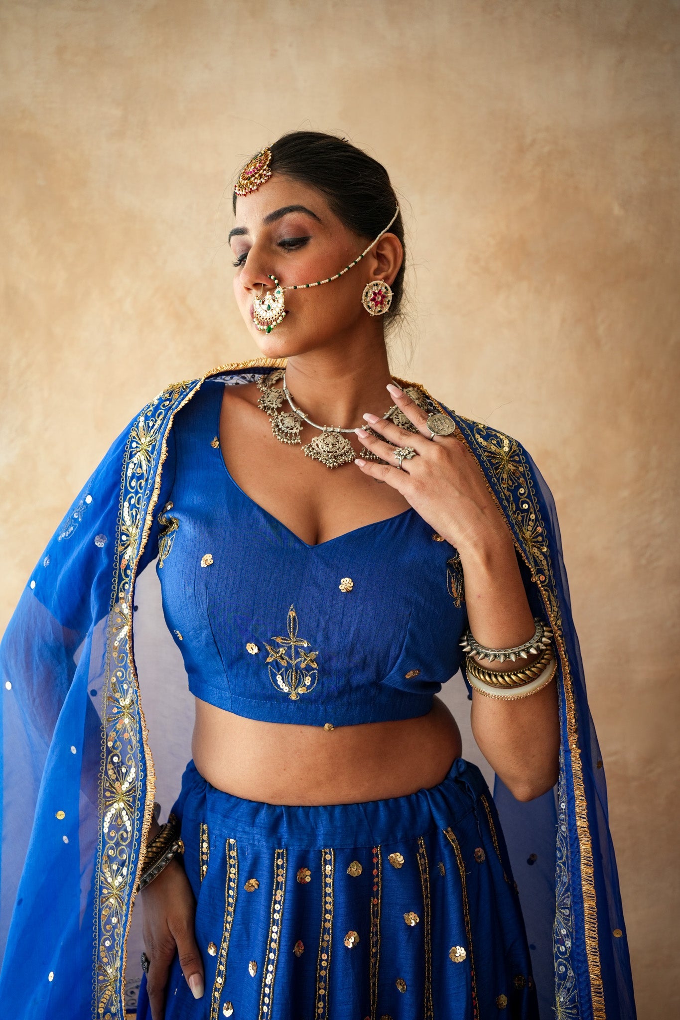 Mashoor Blue Lehenga Set