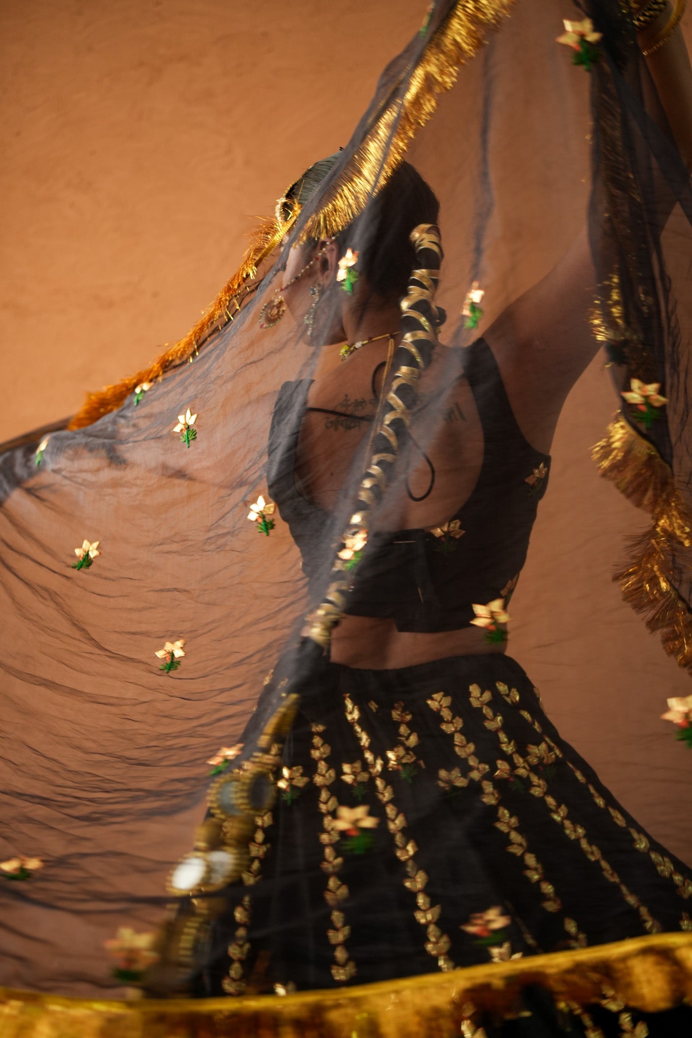 Devika Black Lehenga Set