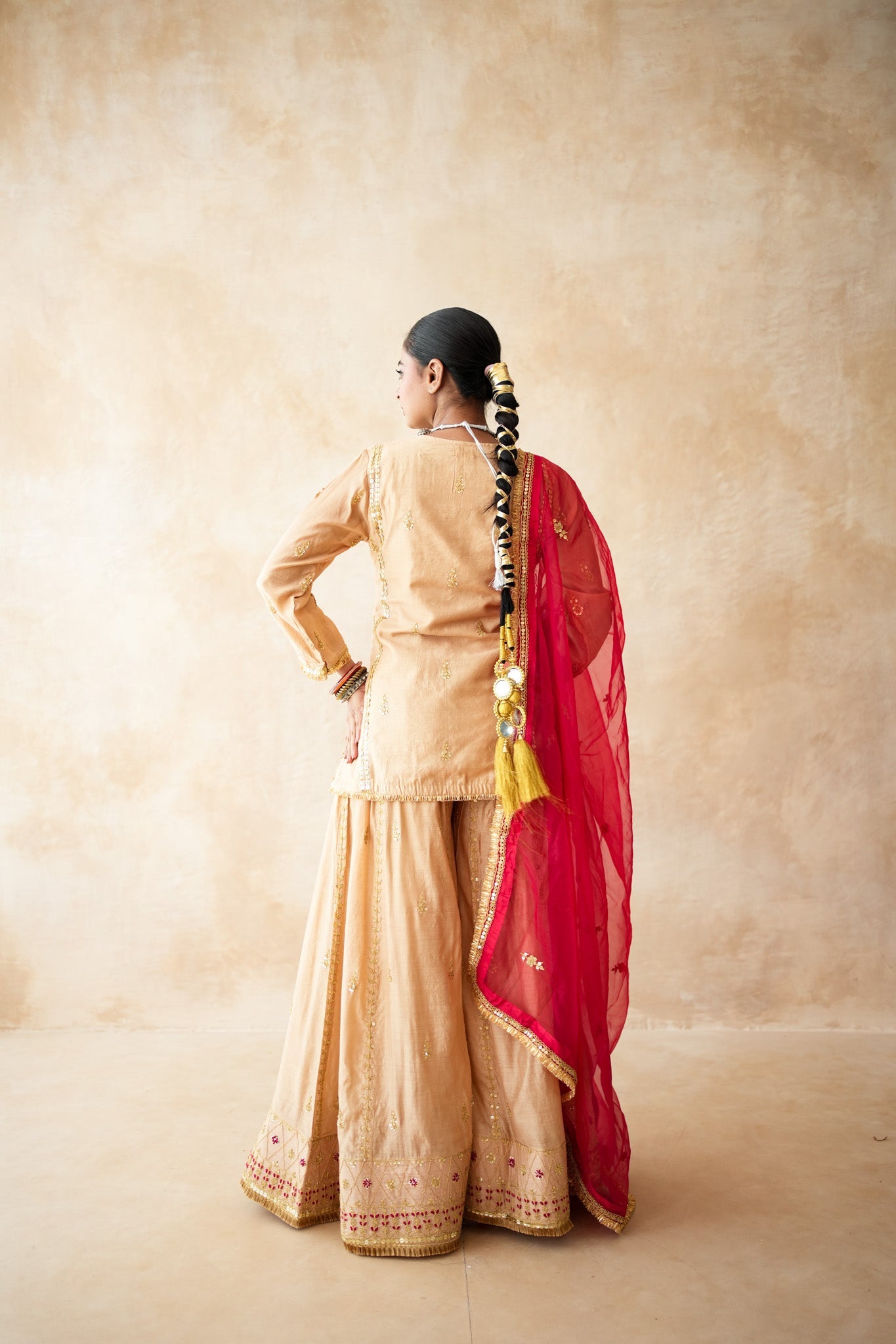 Neena Golden Sharara Set