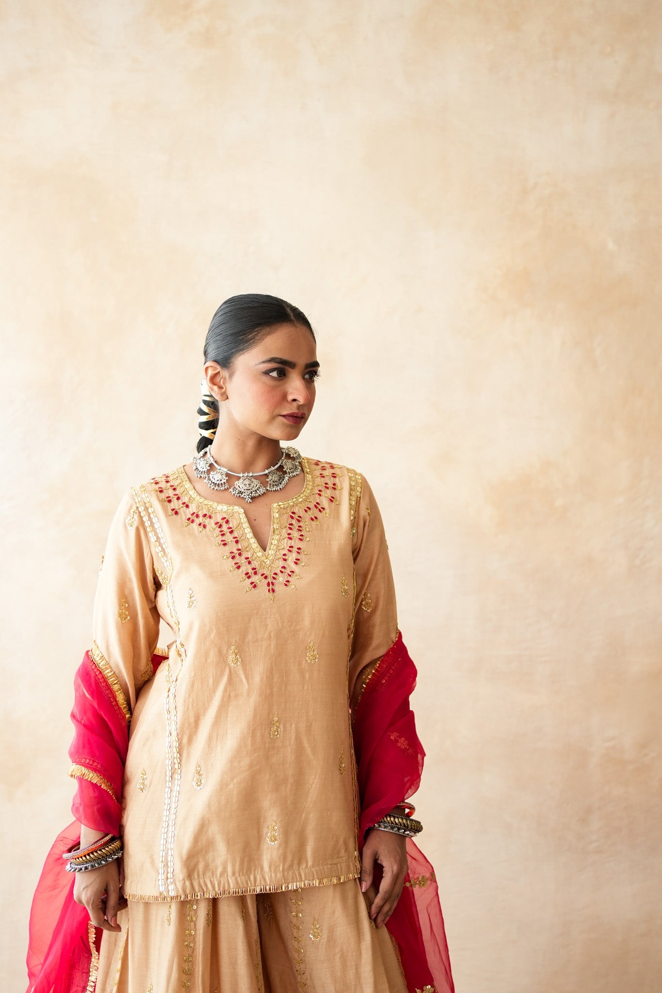 Neena Golden Sharara Set