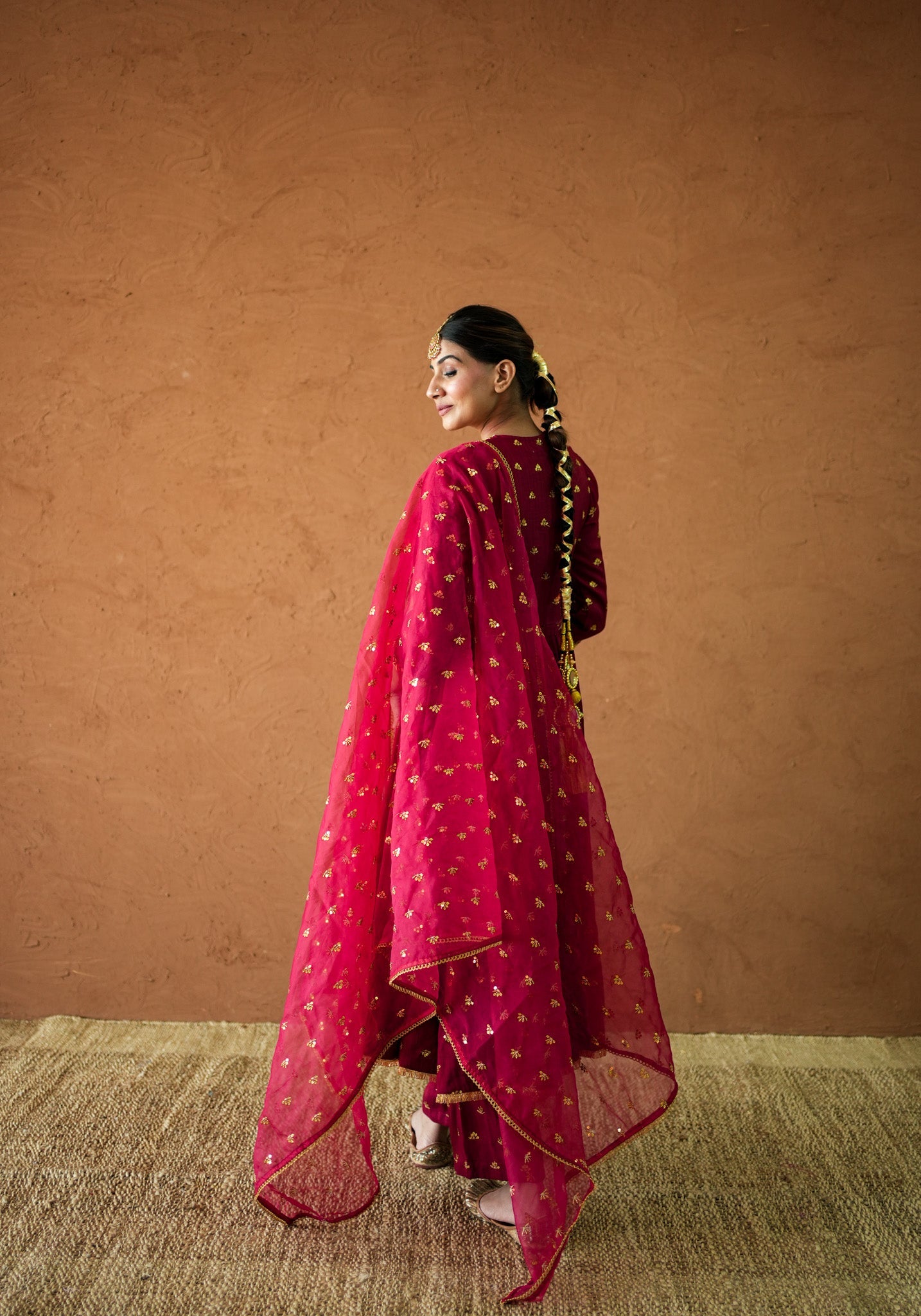 Sitara Maroon Anarkali Set