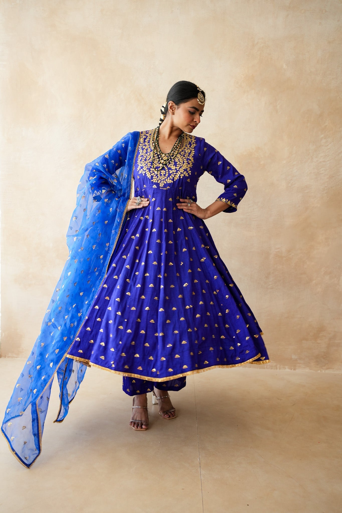 Sitara Blue Anarkali set