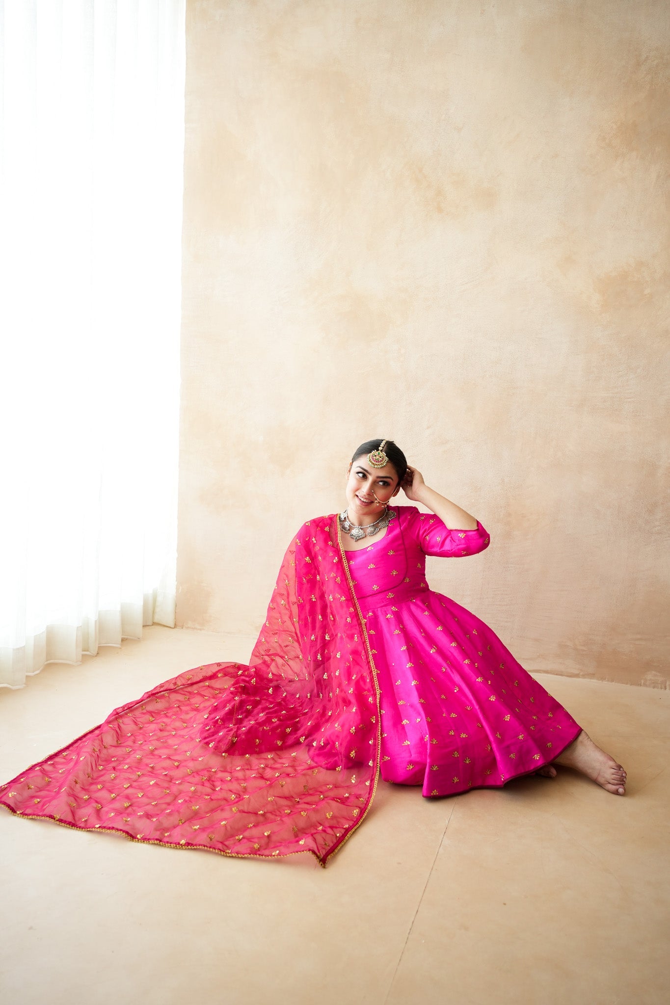 Riza Pink Anarkali Set