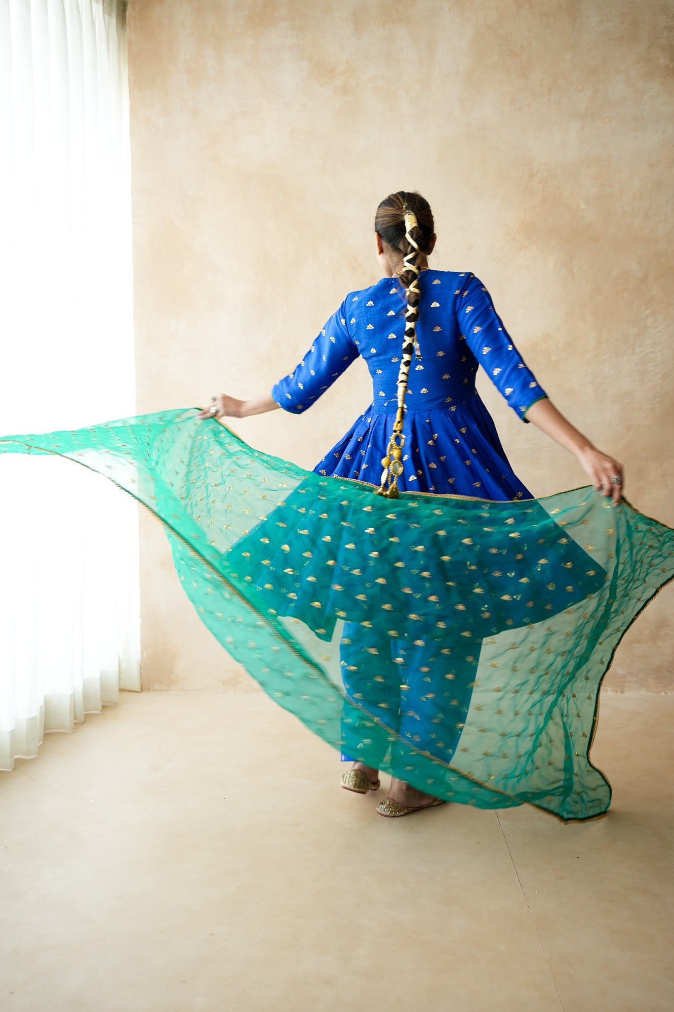 Riza Blue Anarkali Set