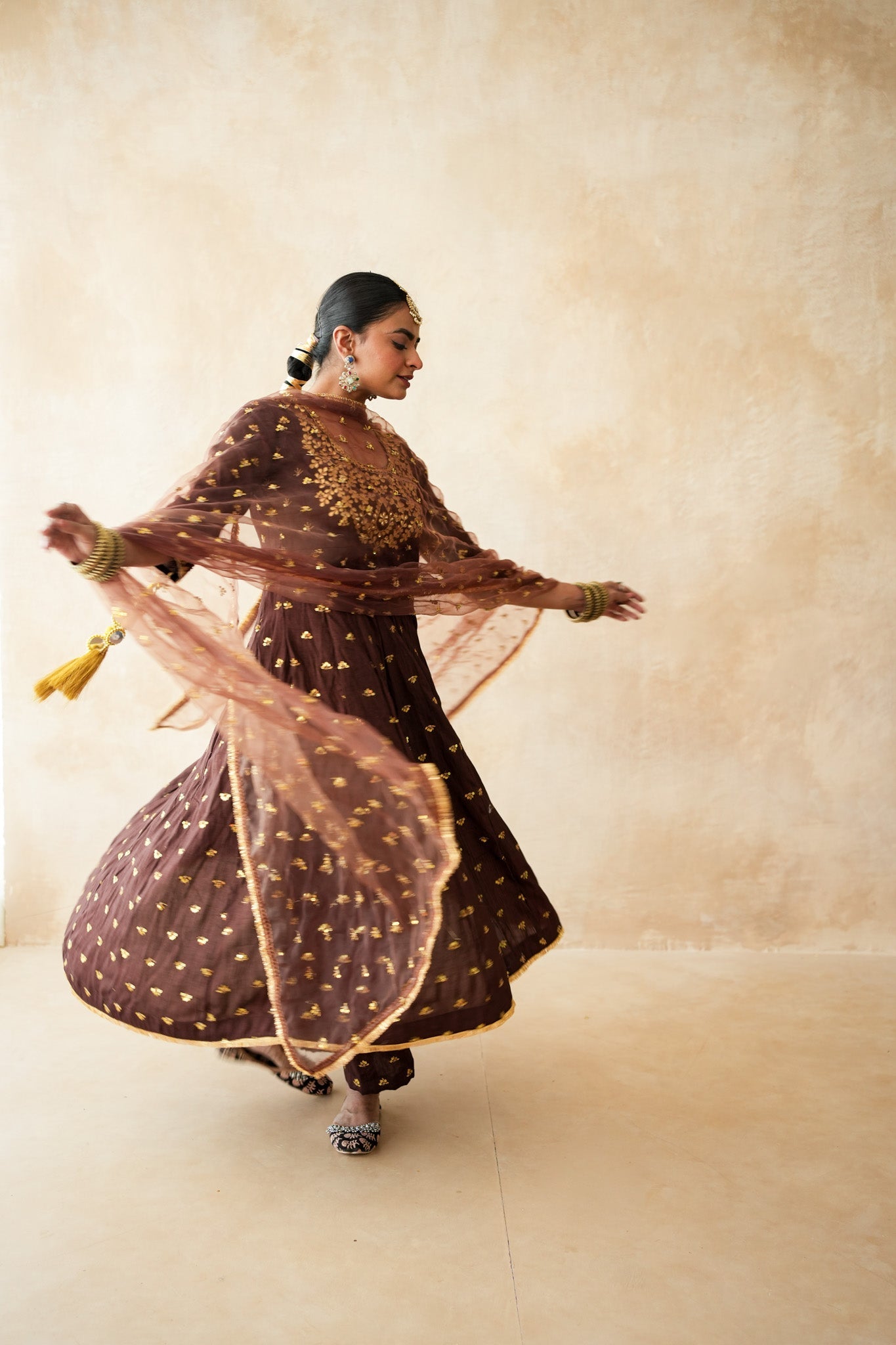 Sitara Brown Anarkali Set