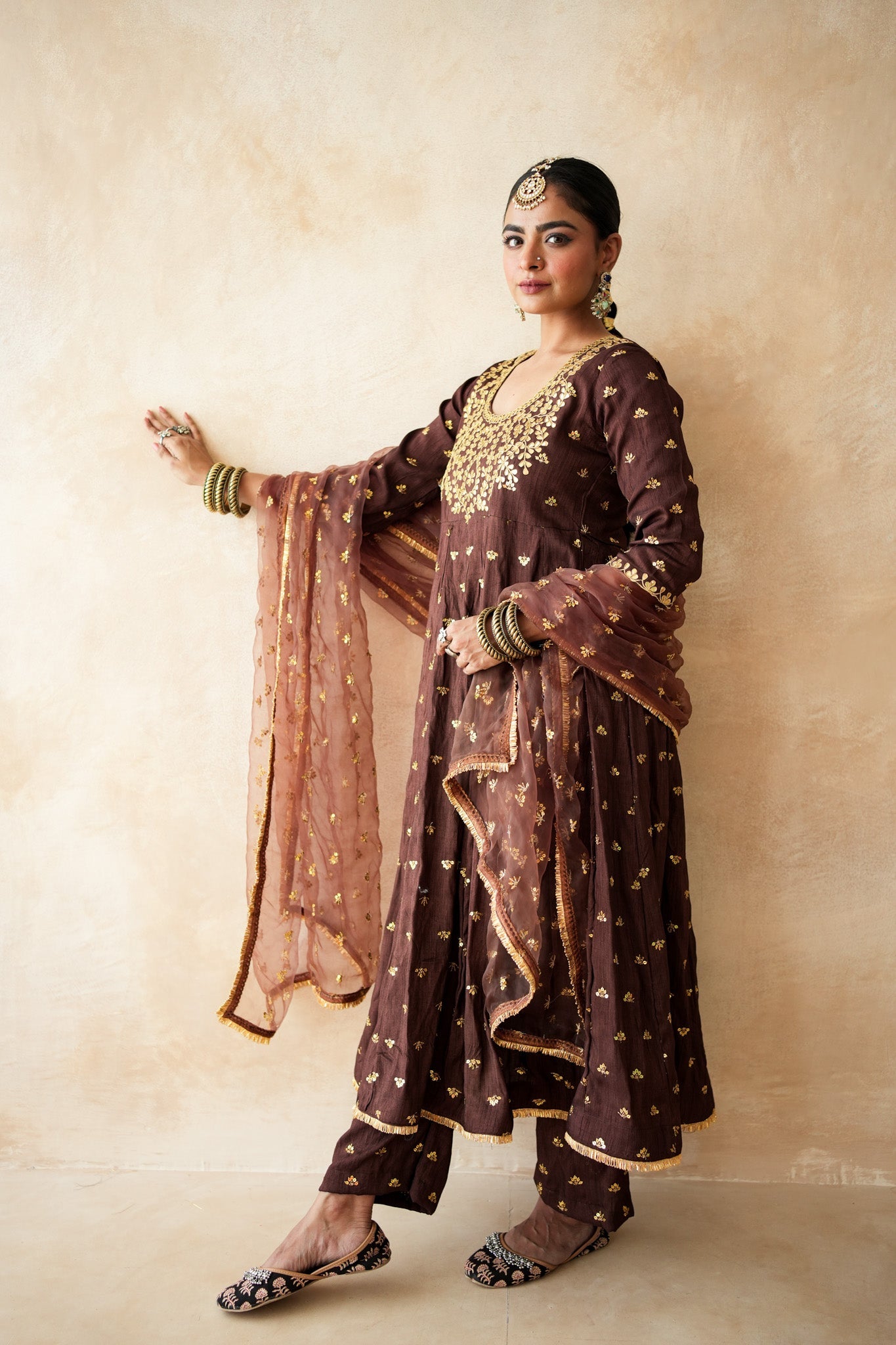 Sitara Brown Anarkali Set