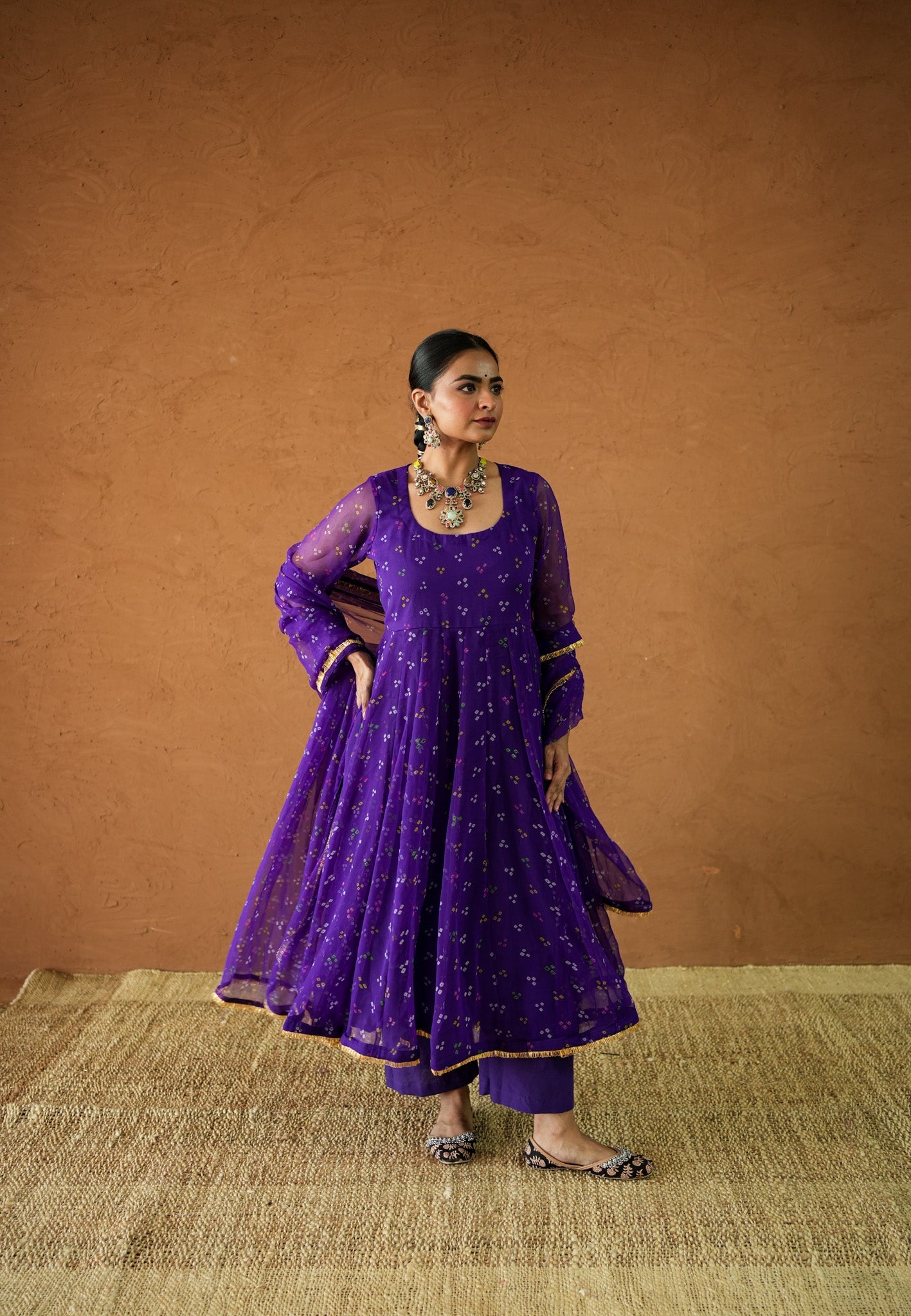 Arzu Purple Anarkali Set