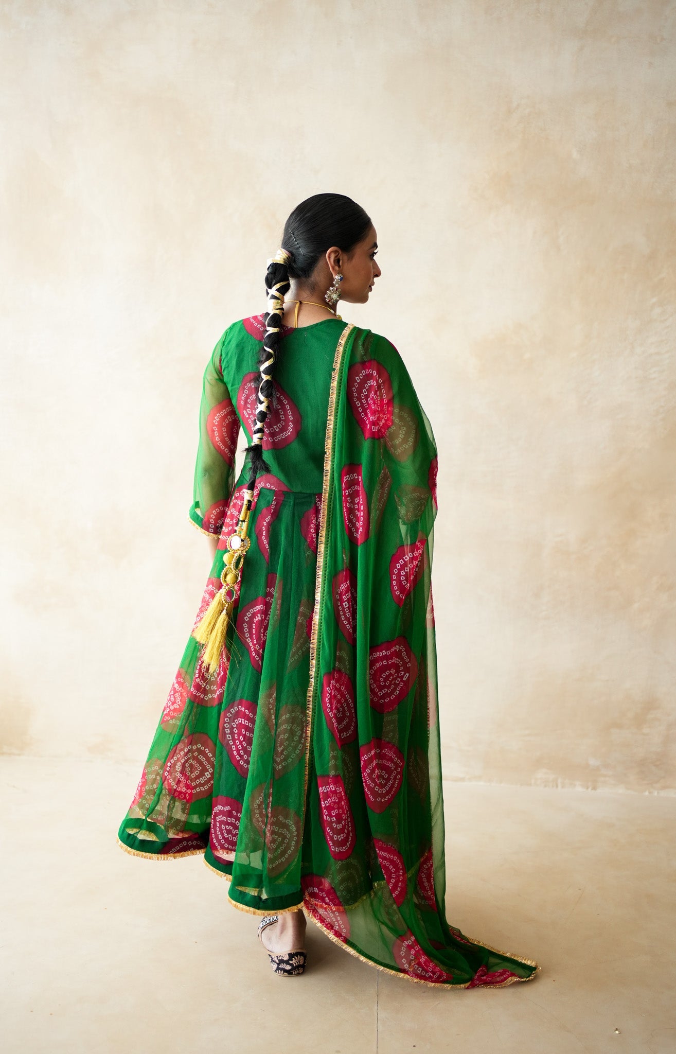 Arzu Green-Red Anarkali set