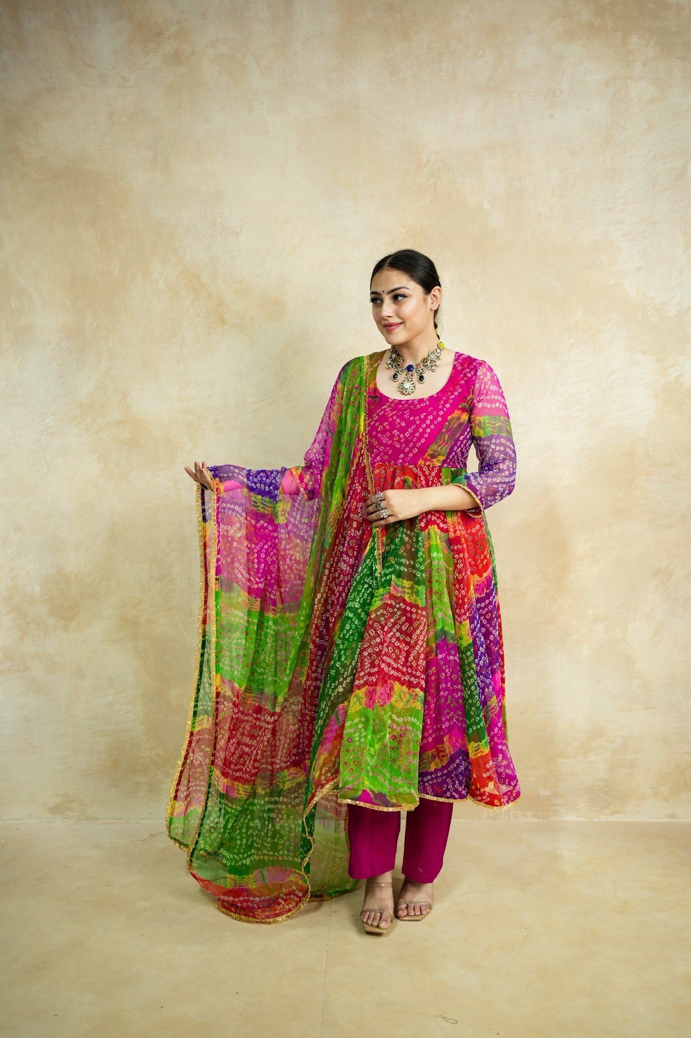 Arzu Pink Anarkali Set