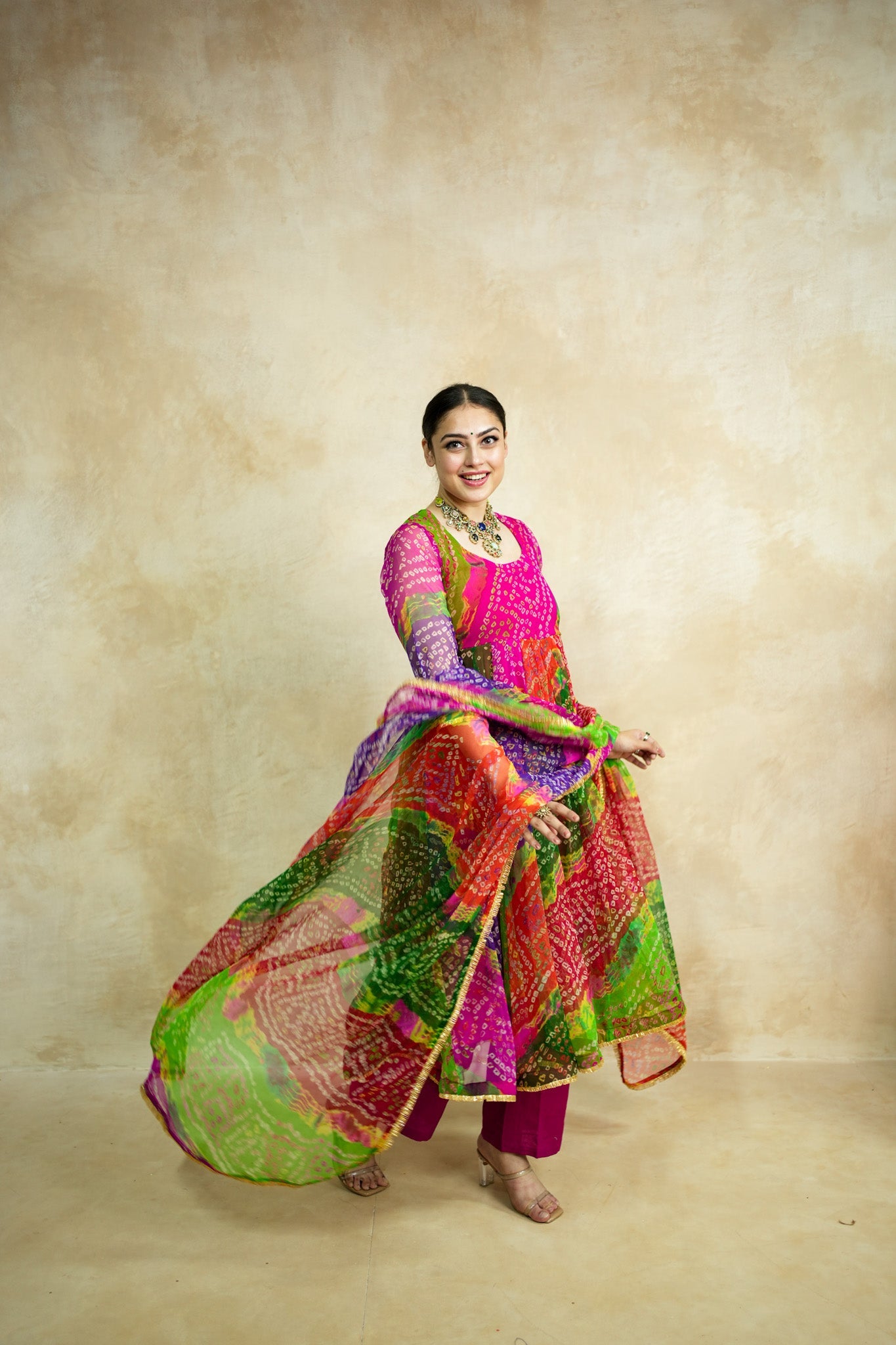 Arzu Pink Anarkali Set