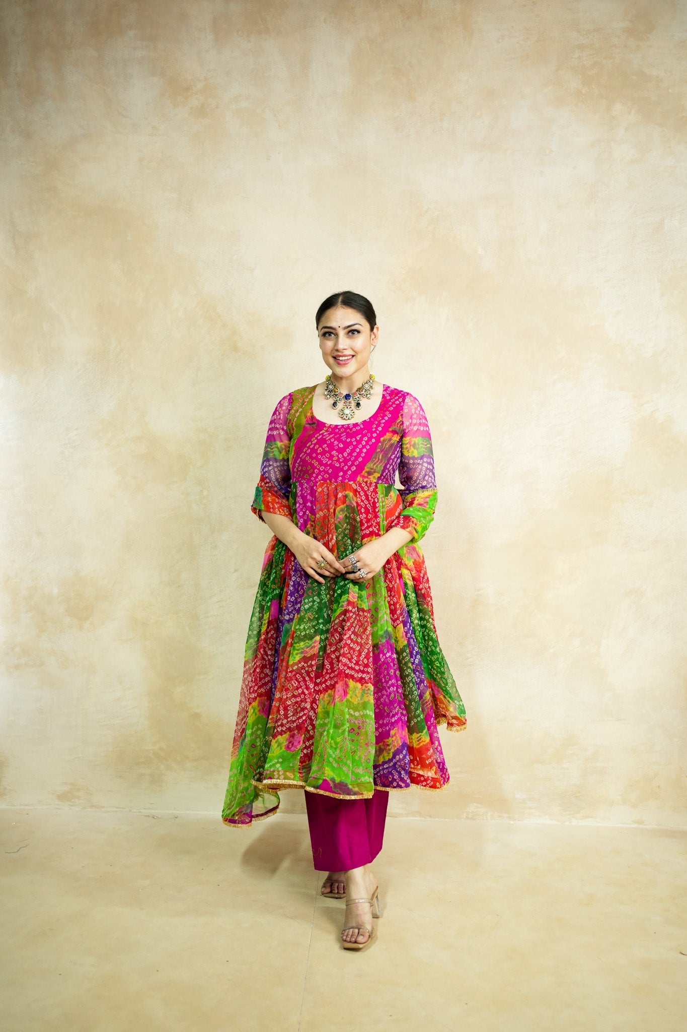 Arzu Pink Anarkali Set