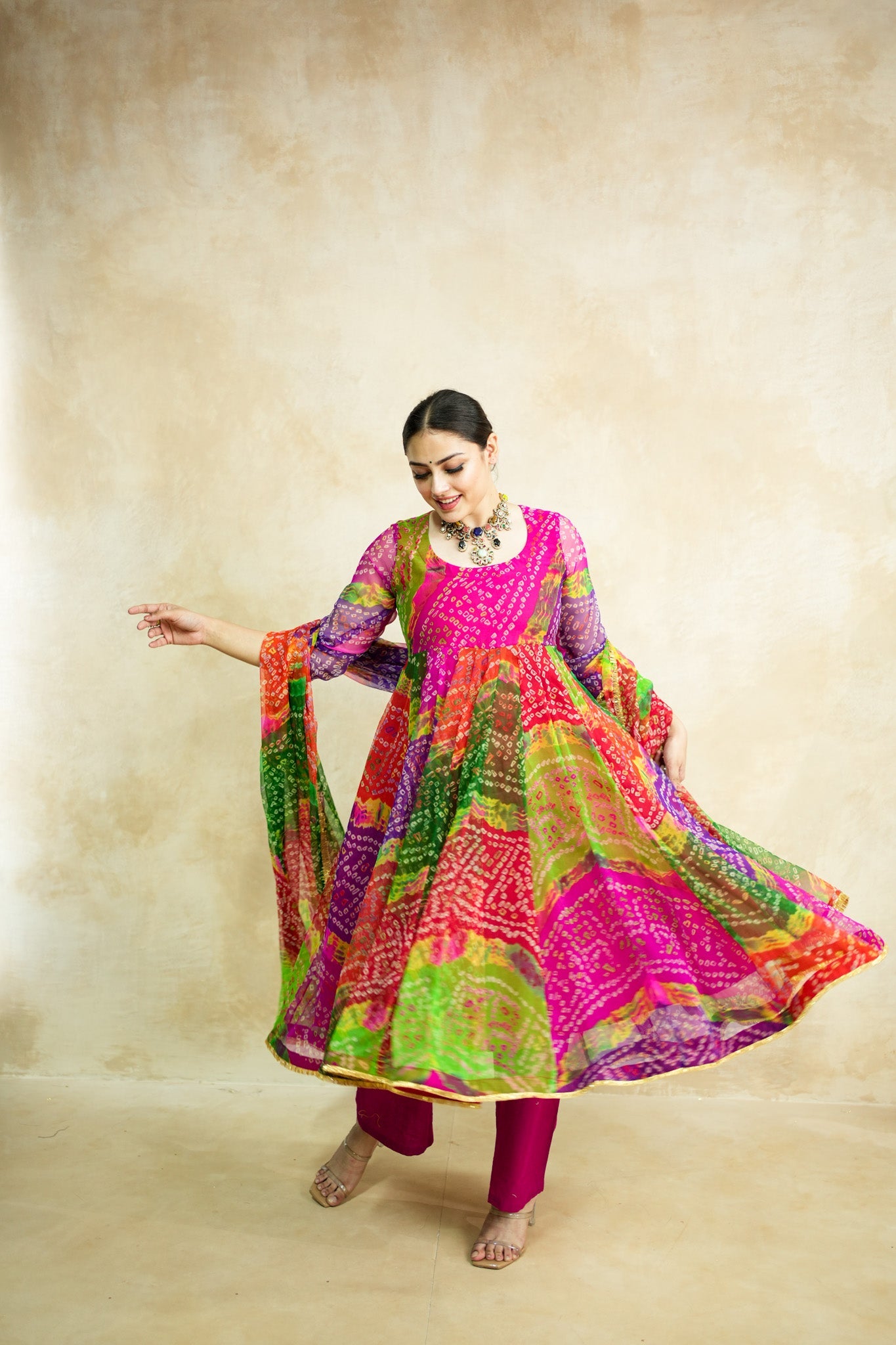 Arzu Pink Anarkali Set