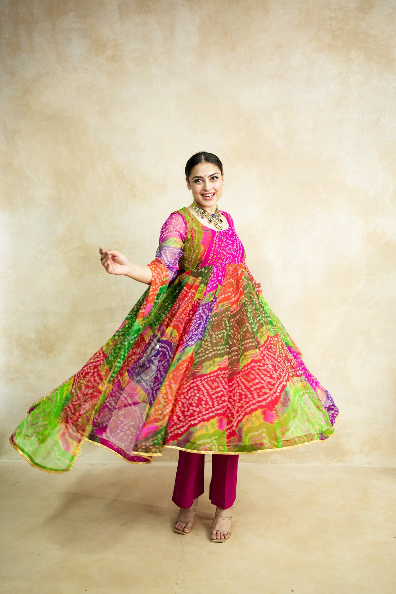 Arzu Pink Anarkali Set