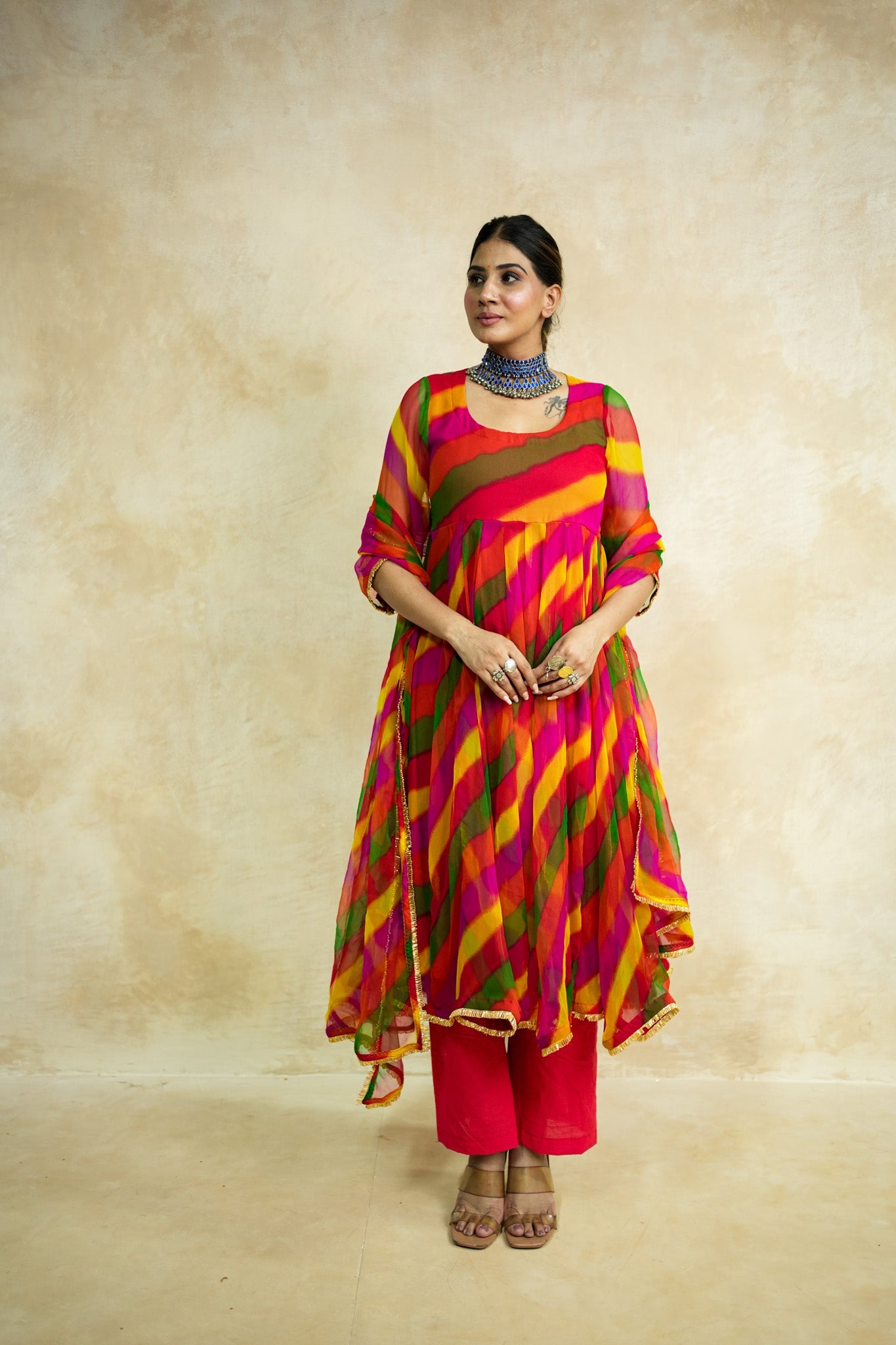 Arzu Yellow Anarkali Set