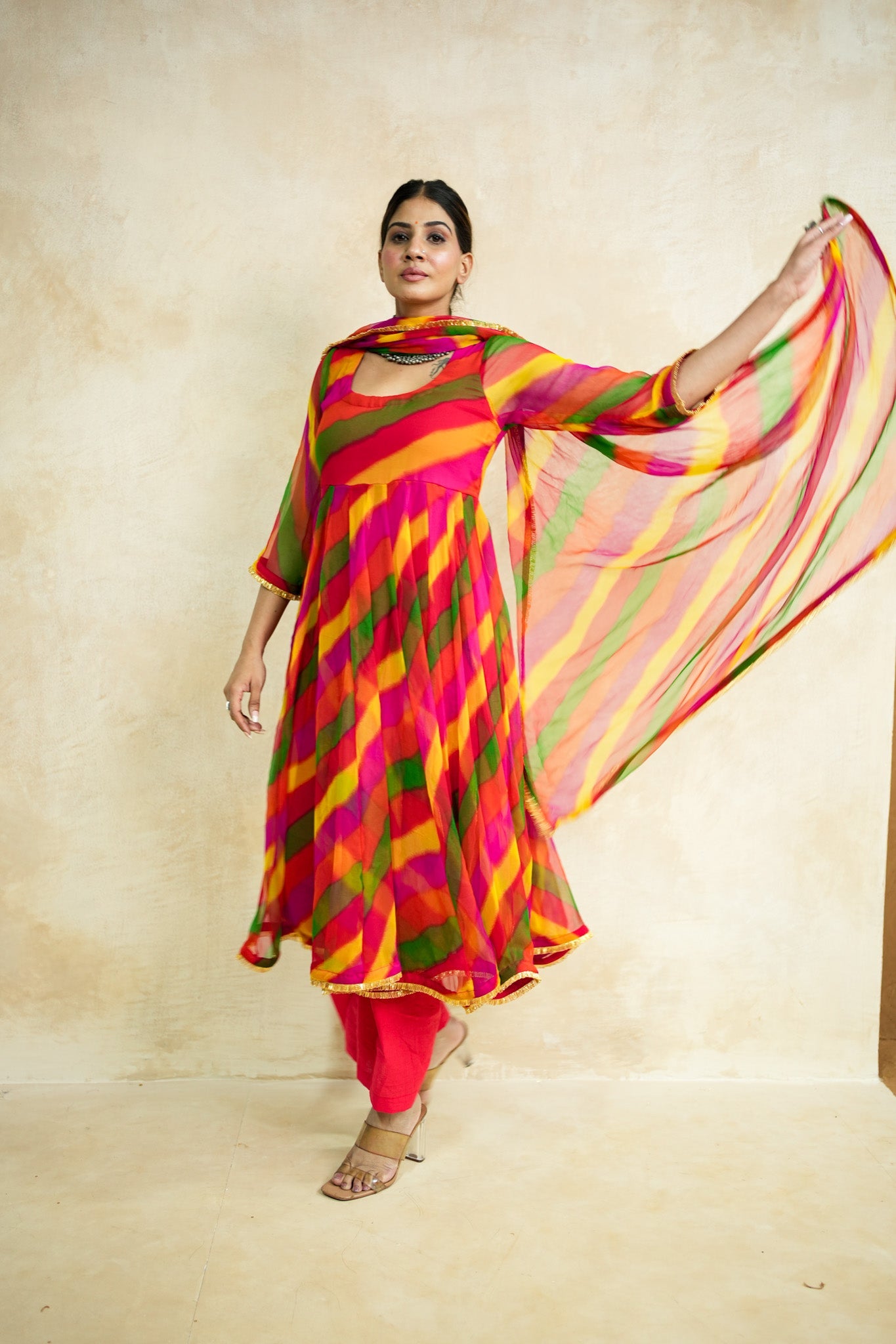 Arzu Yellow Anarkali Set