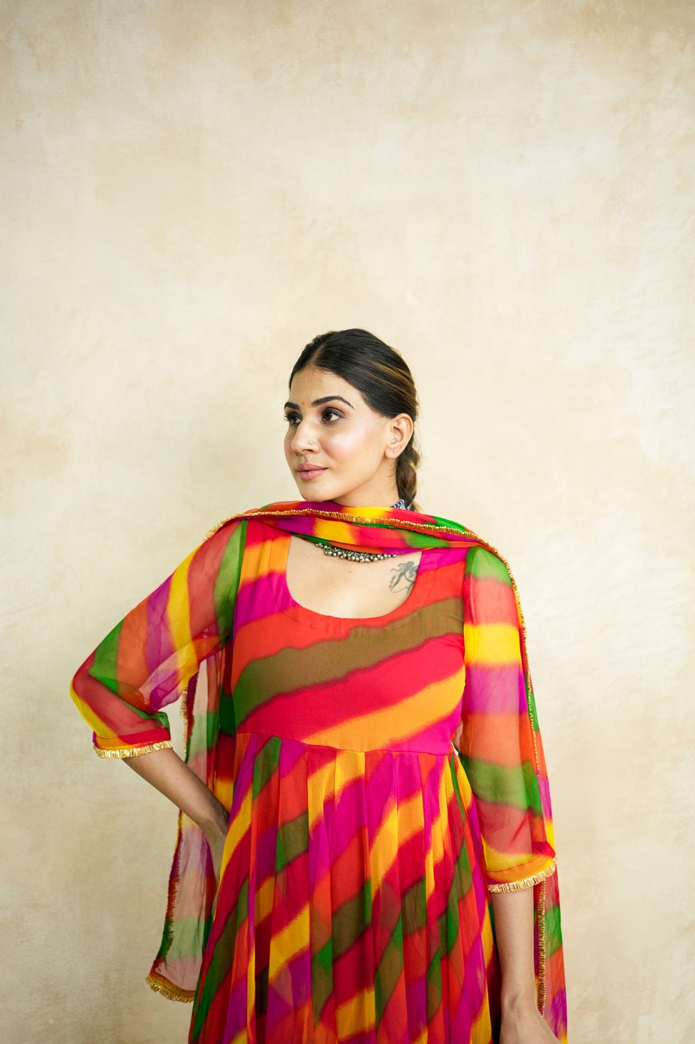 Arzu Yellow Anarkali Set