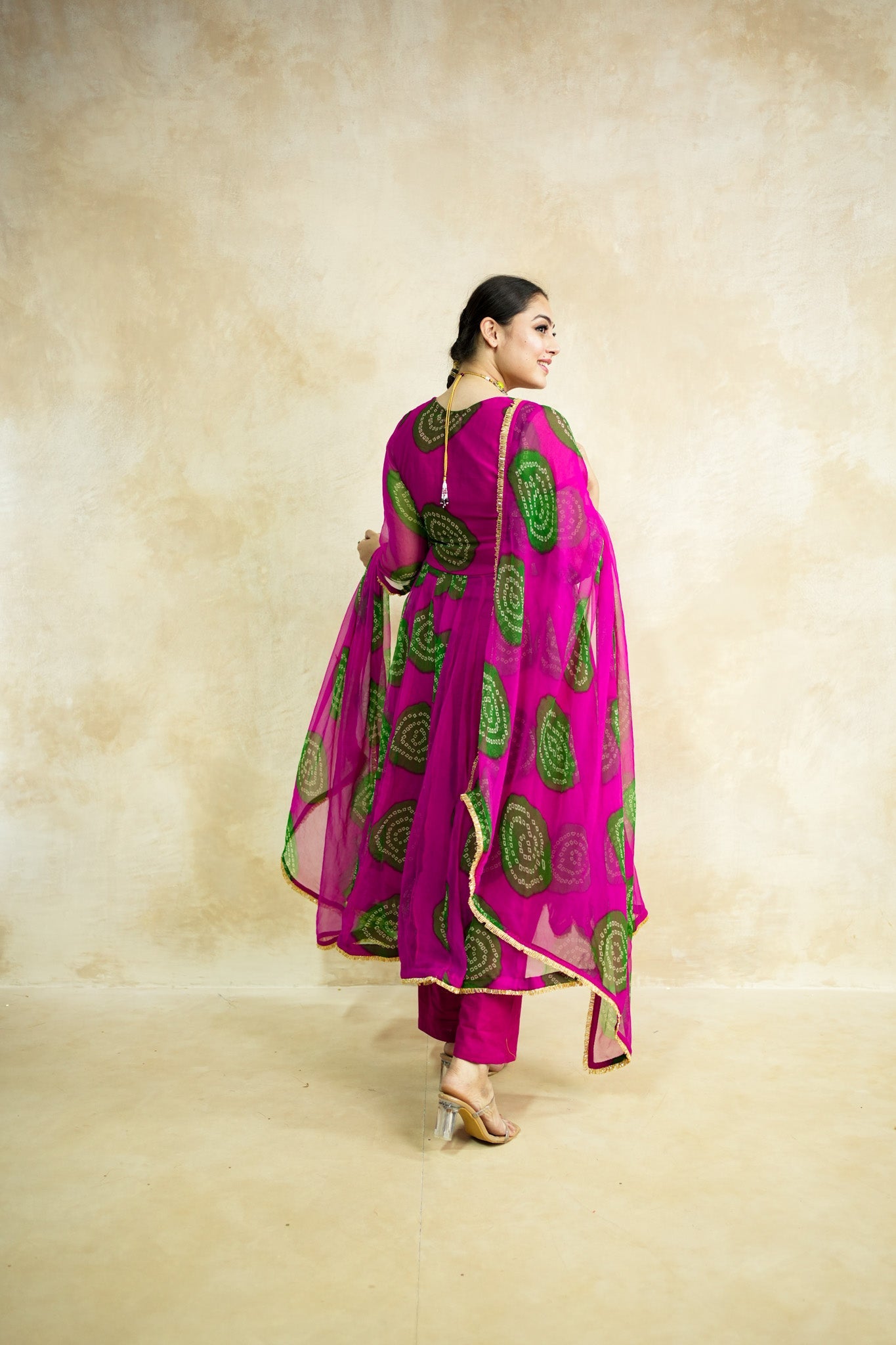 Arzu Pink-Green Anarkali Set