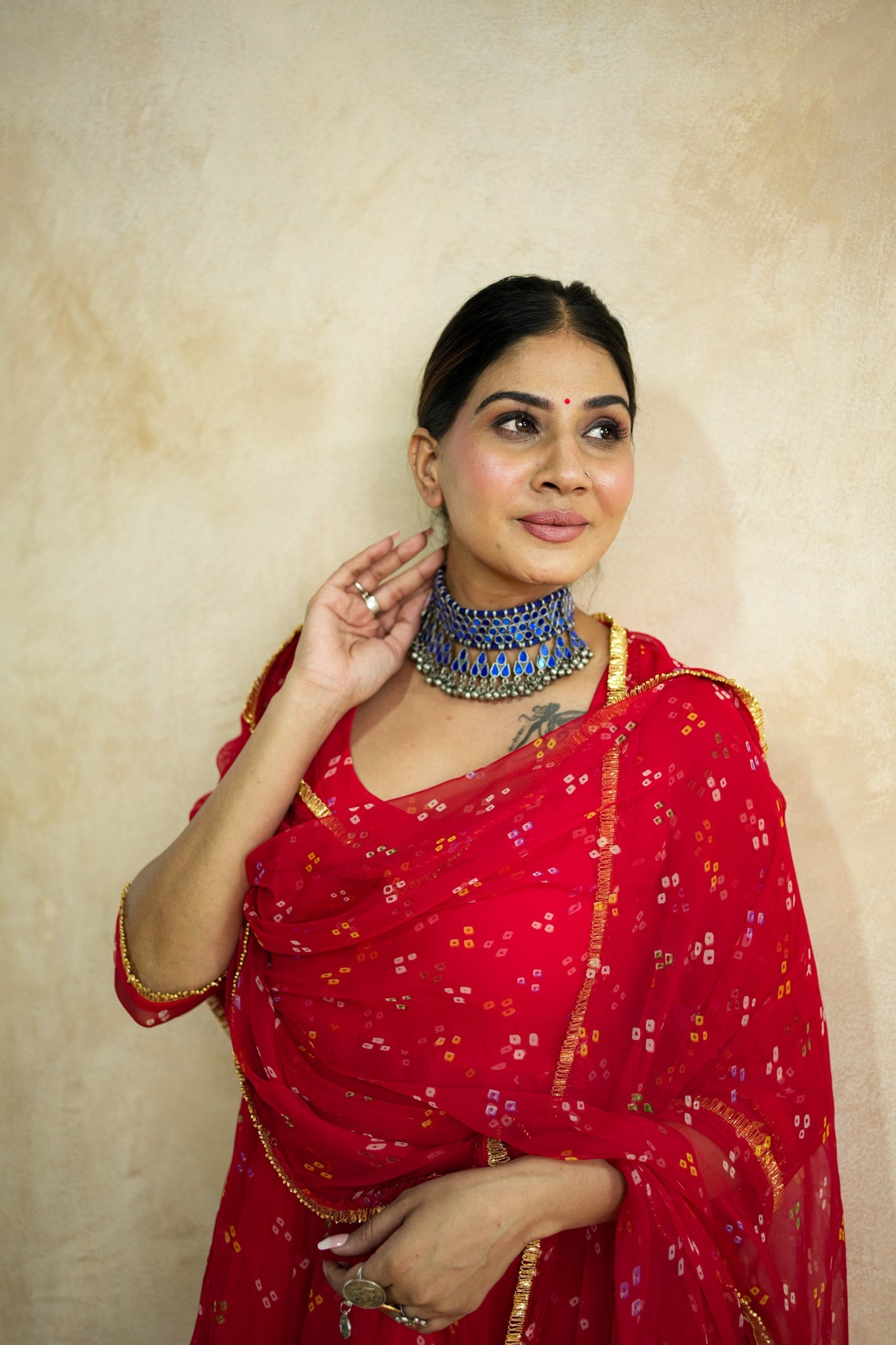 Arzu Red Anarkali Set