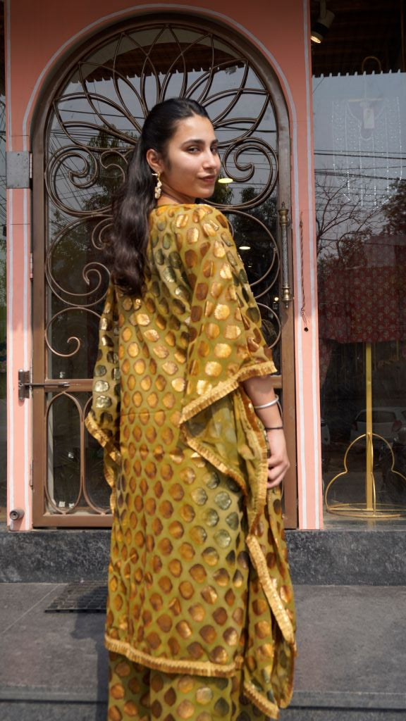 Green Neckline Kaftan Co-Ord Set