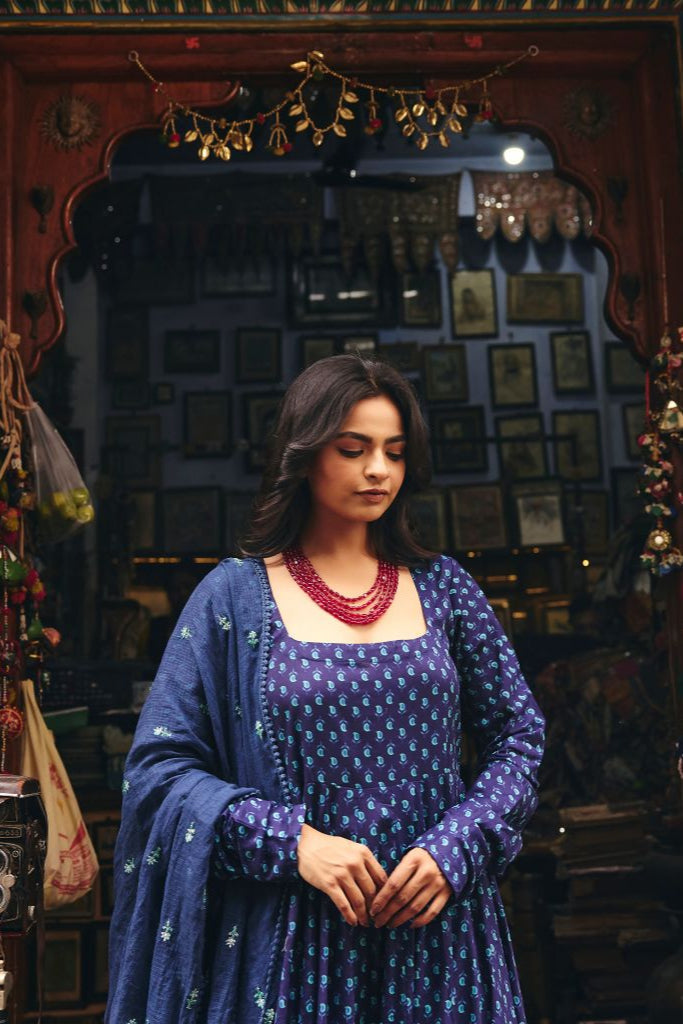 Umrao Blue Anarkali Set