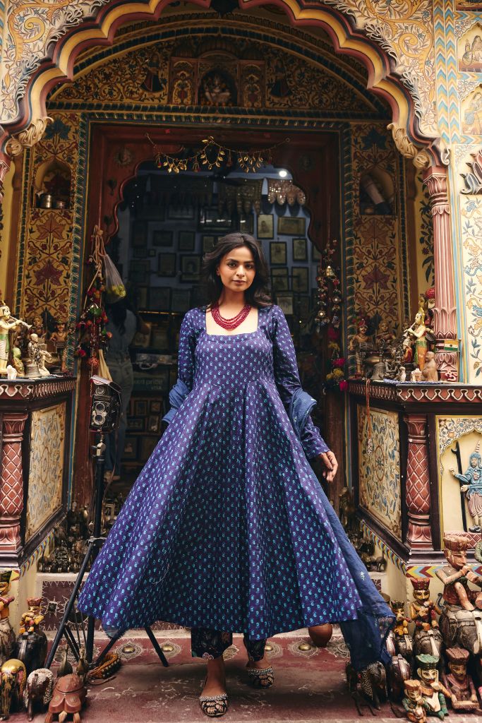Umrao Blue Anarkali Set