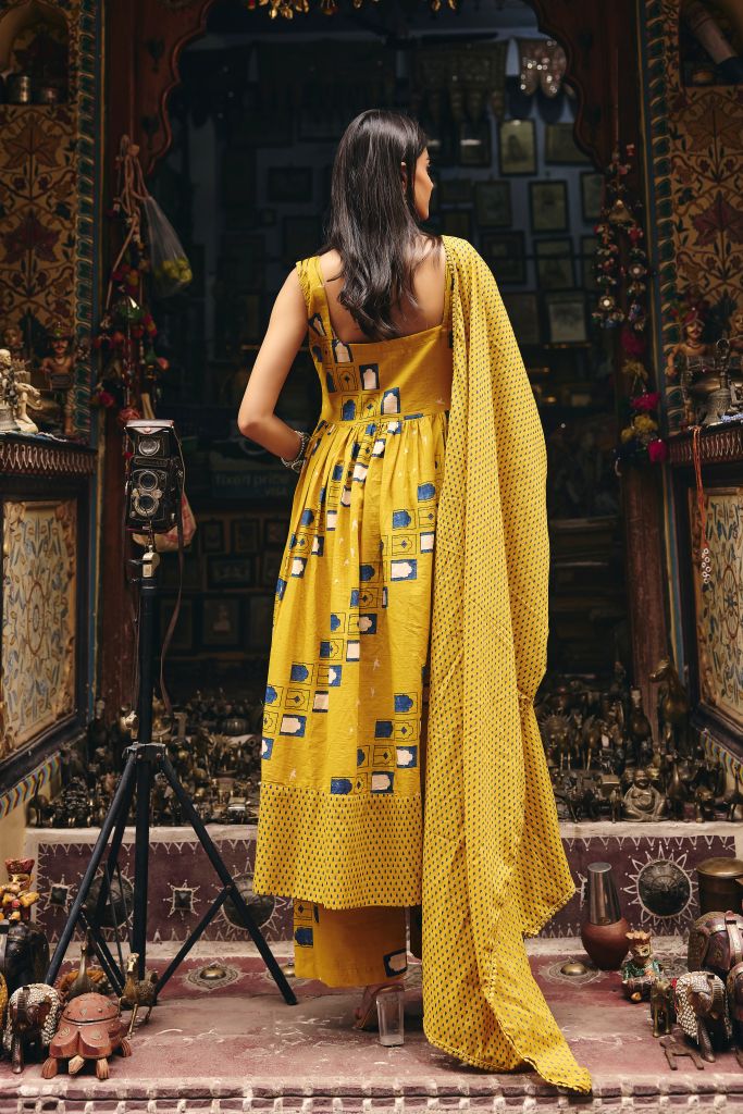 Bhumi Mustard Anarkali set