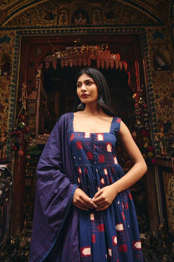 Bhumi Blue  Anarkali Set