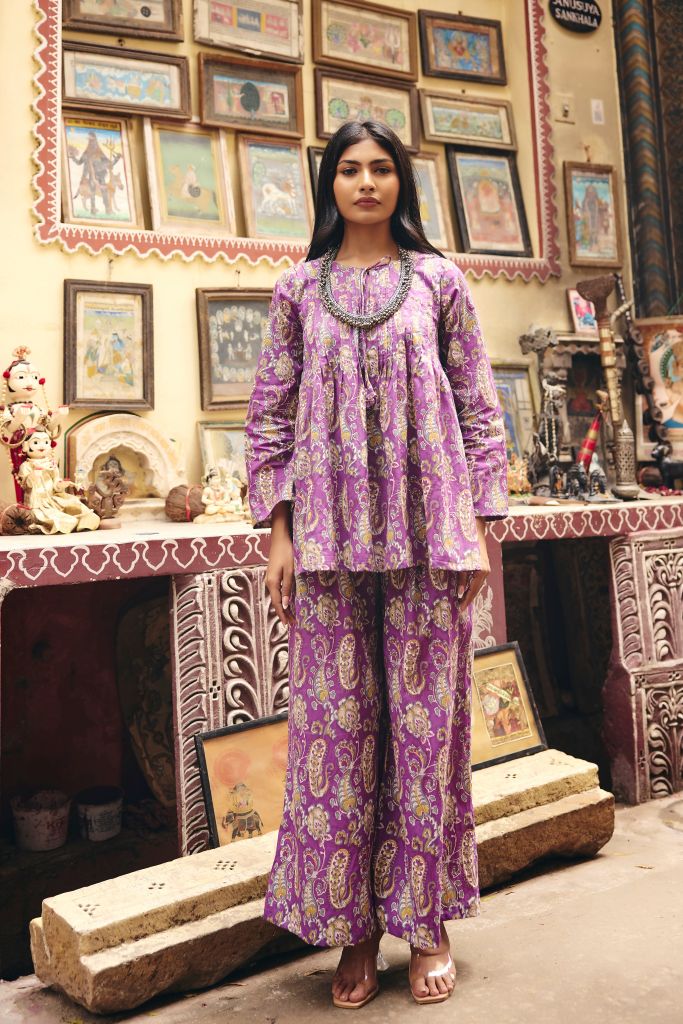 Zaid Purple Jaal Co-ord Set