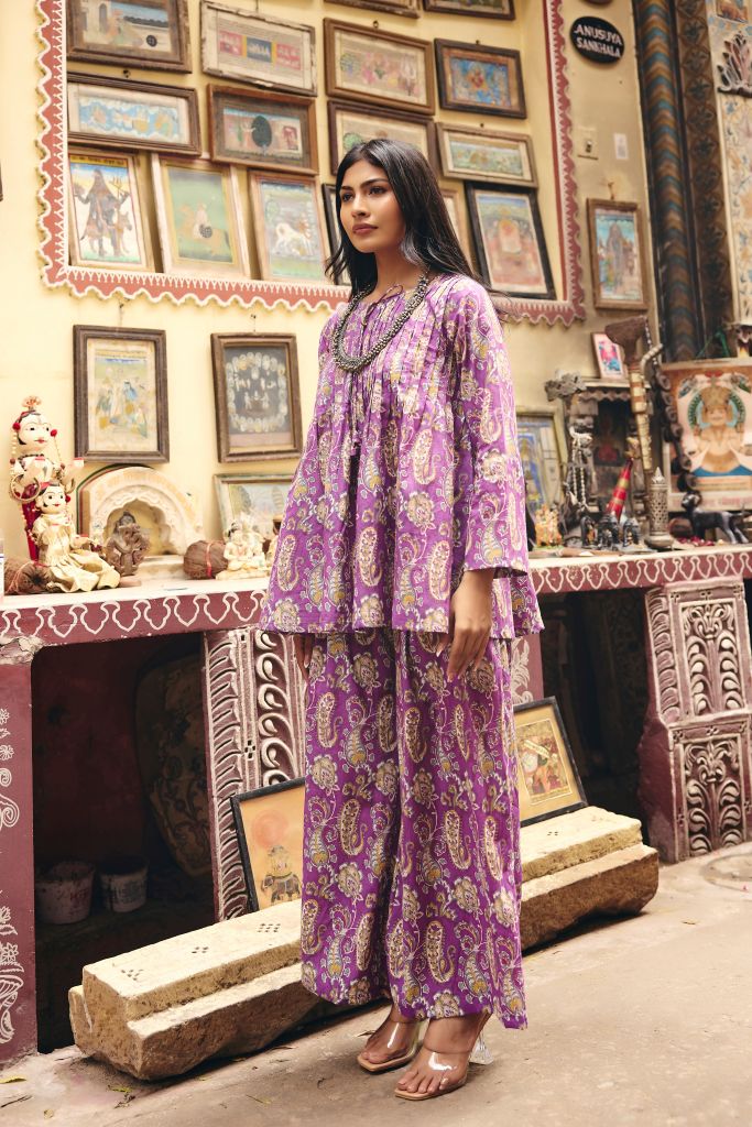 Zaid Purple Jaal Co-ord Set