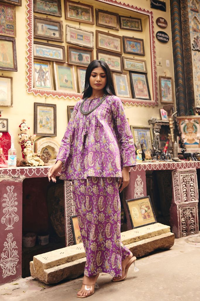 Zaid Purple Jaal Co-ord Set