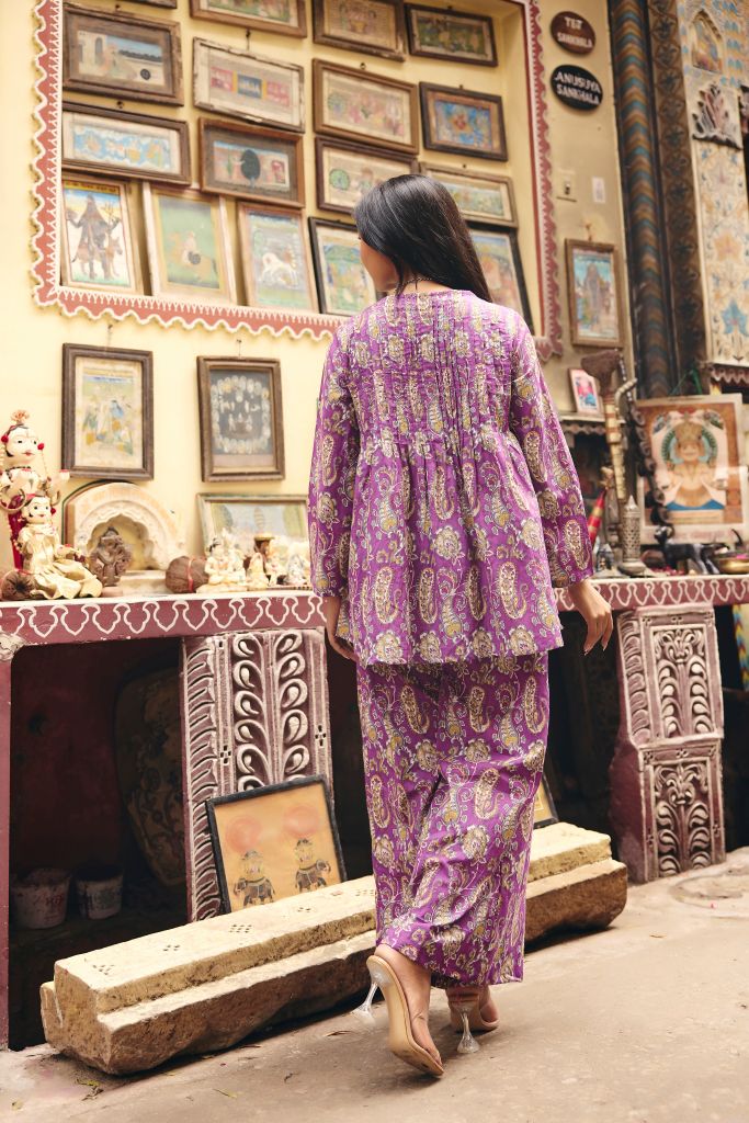 Zaid Purple Jaal Co-ord Set