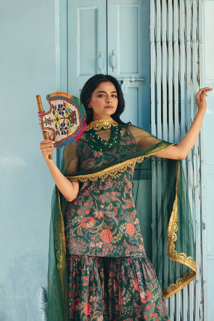 Leela Emerald Sharara Set