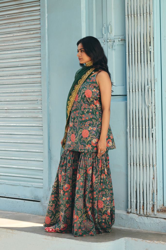 Leela Emerald Sharara Set