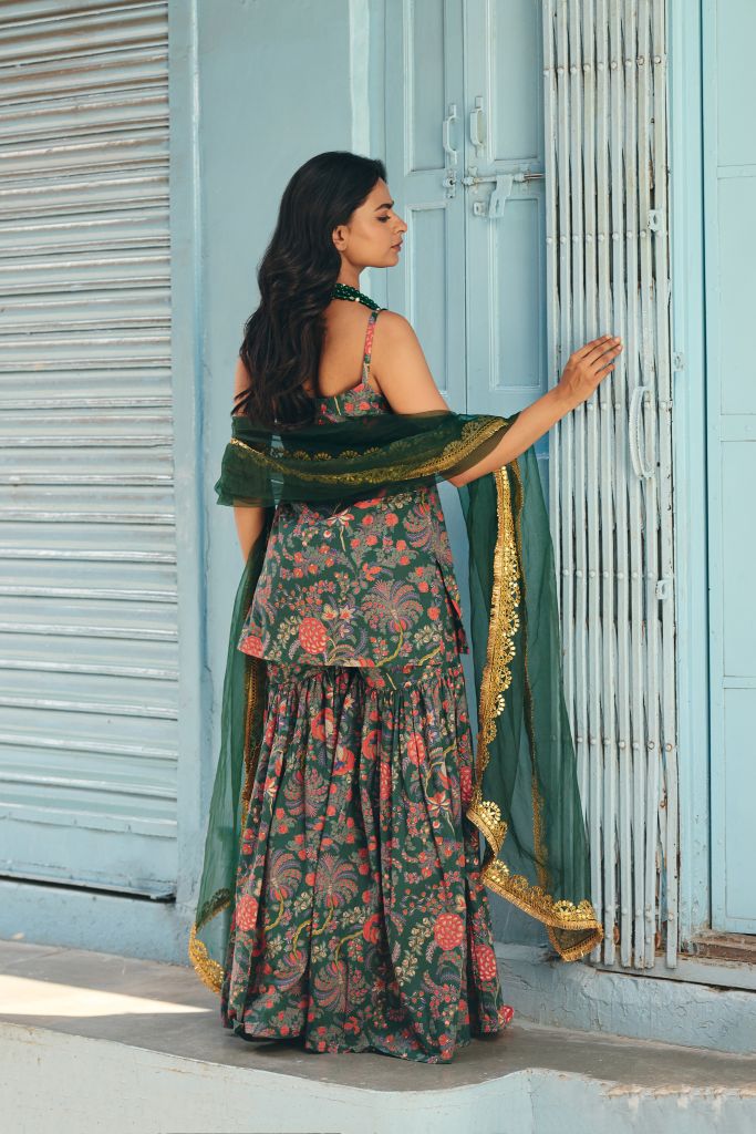 Leela Emerald Sharara Set