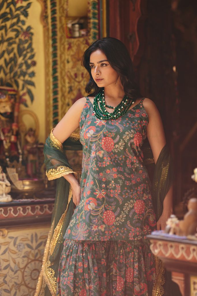 Leela Emerald Sharara Set