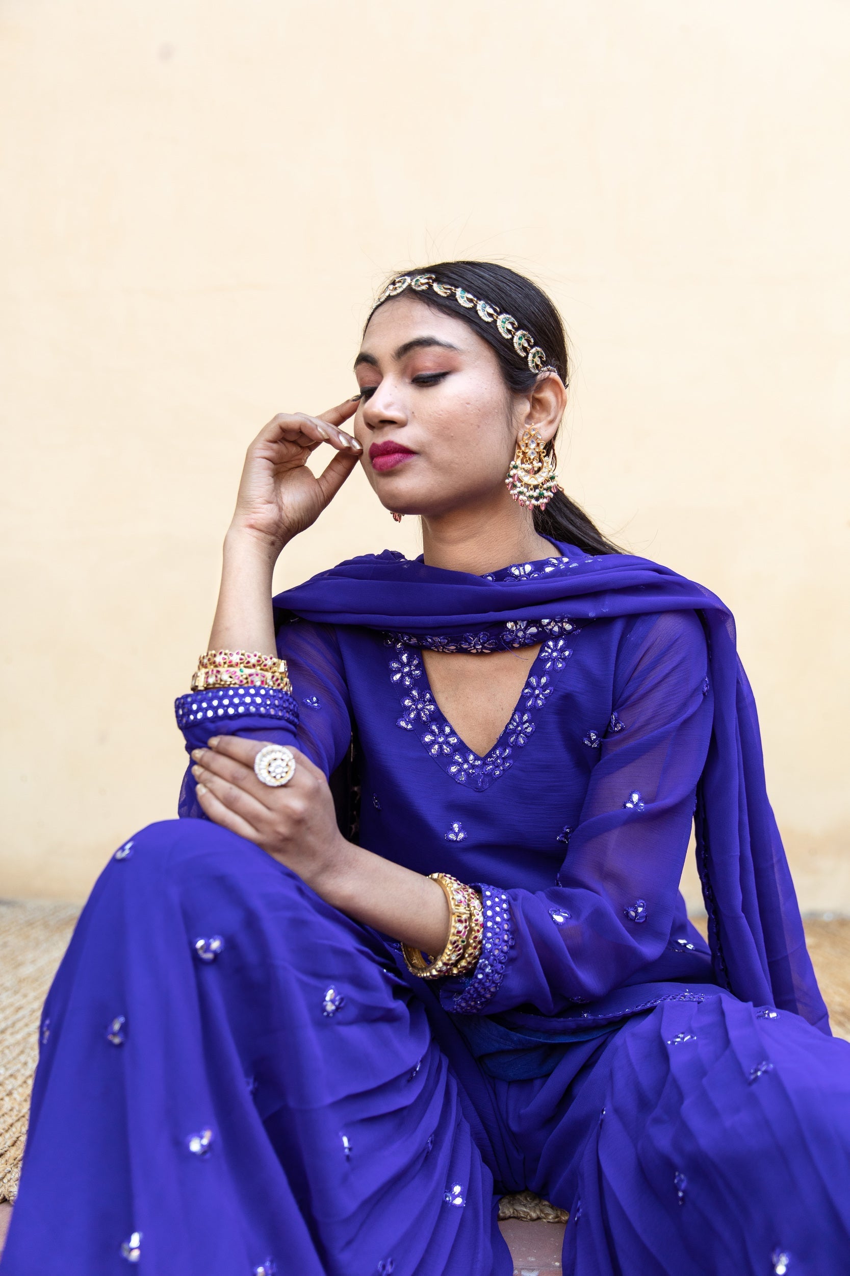 Hoor Blue Sharara Set Gulabo Jaipur