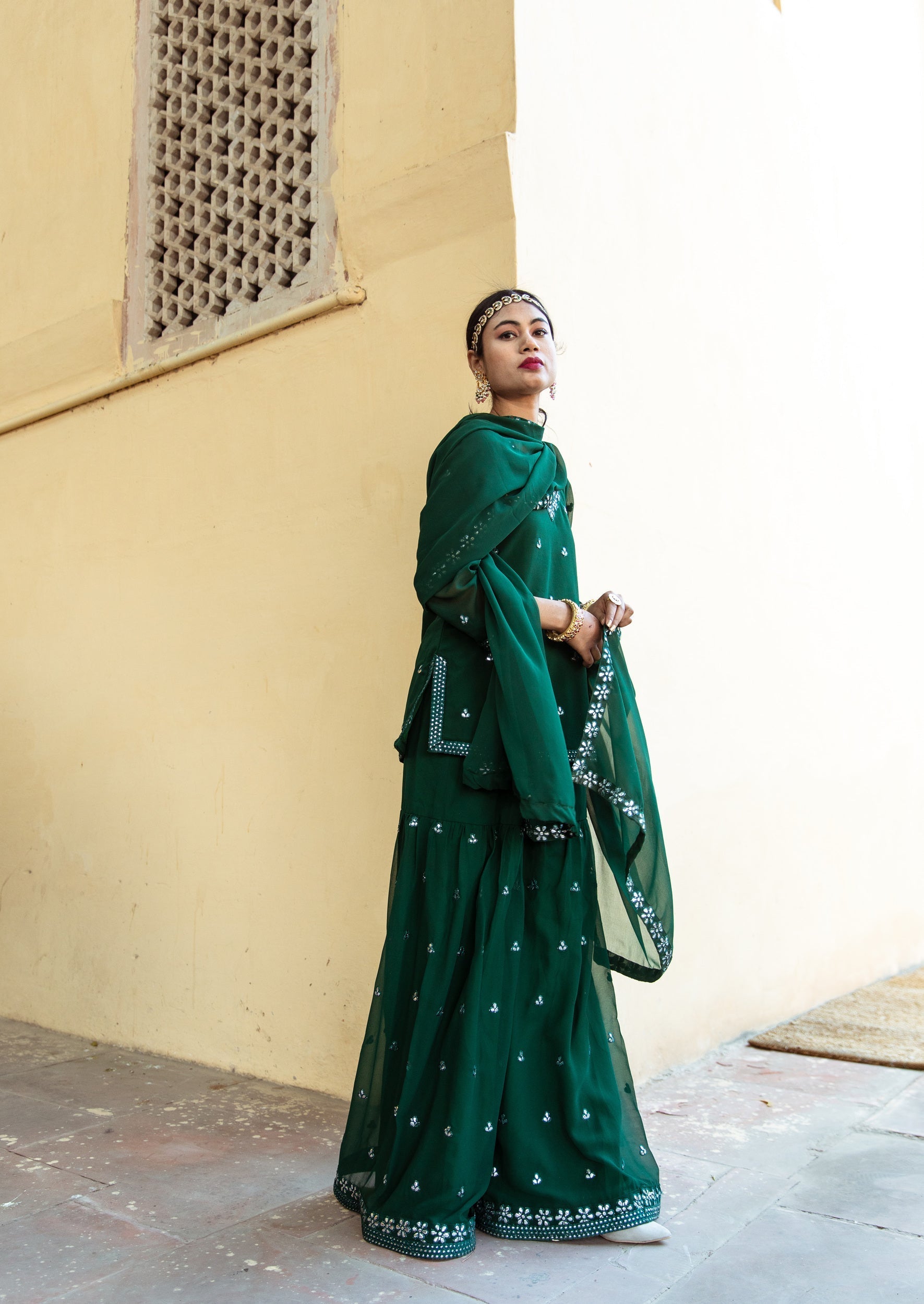 Hoor Green Sharara Set Gulabo Jaipur