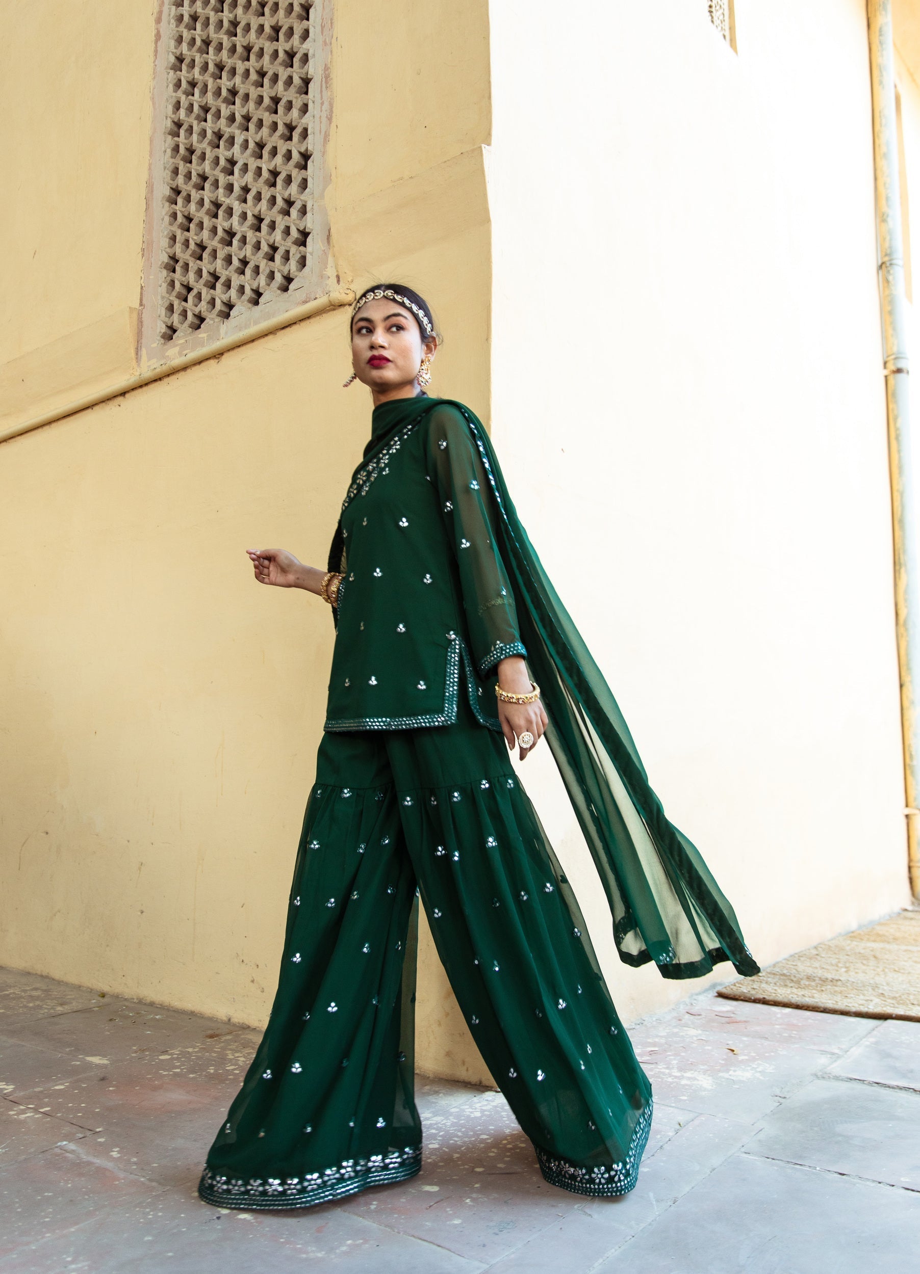 Hoor Green Sharara Set Gulabo Jaipur